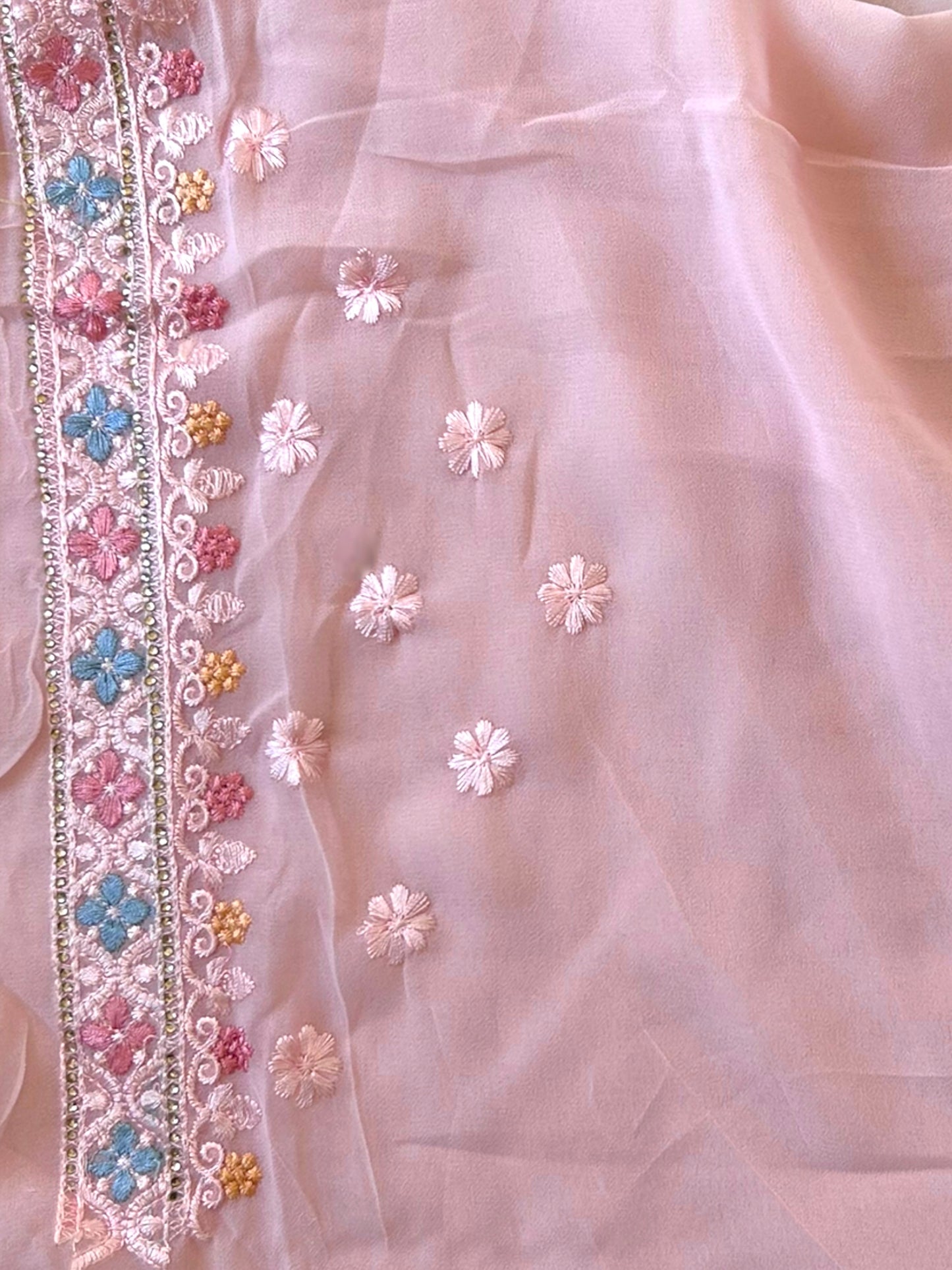 Baby Pink kashmiri work saree