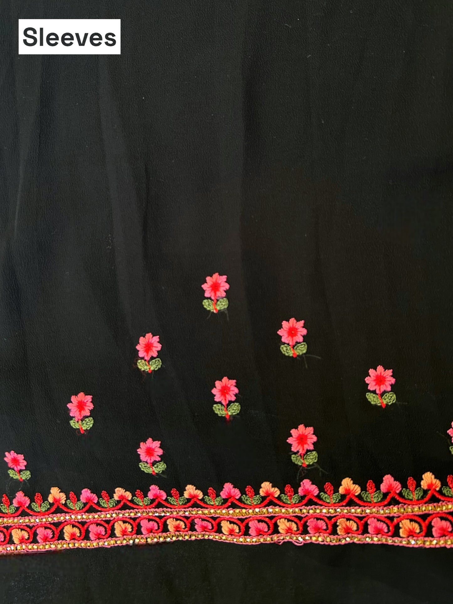 Black embroidered georgette saree