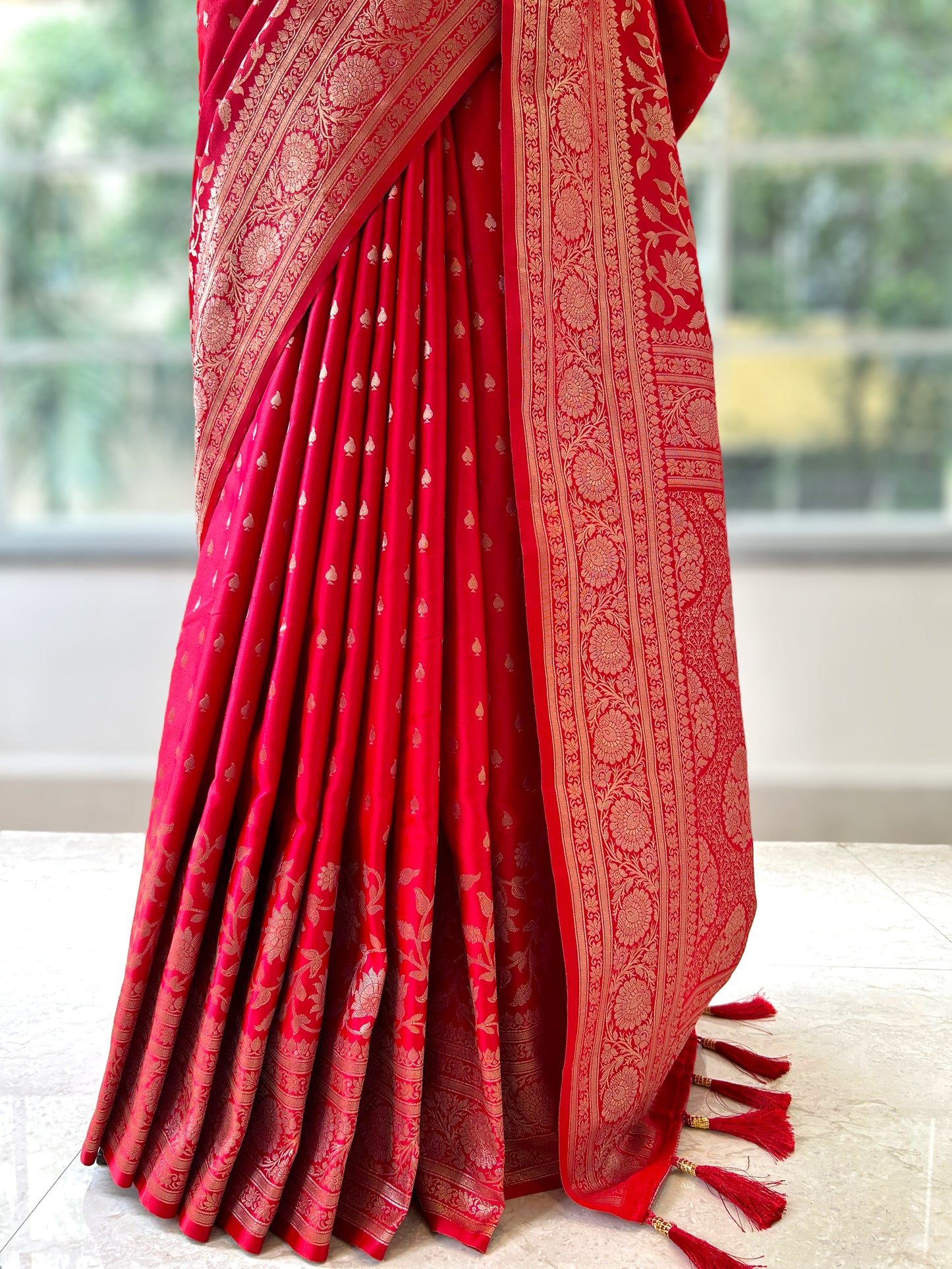 Red banarasi silk saree