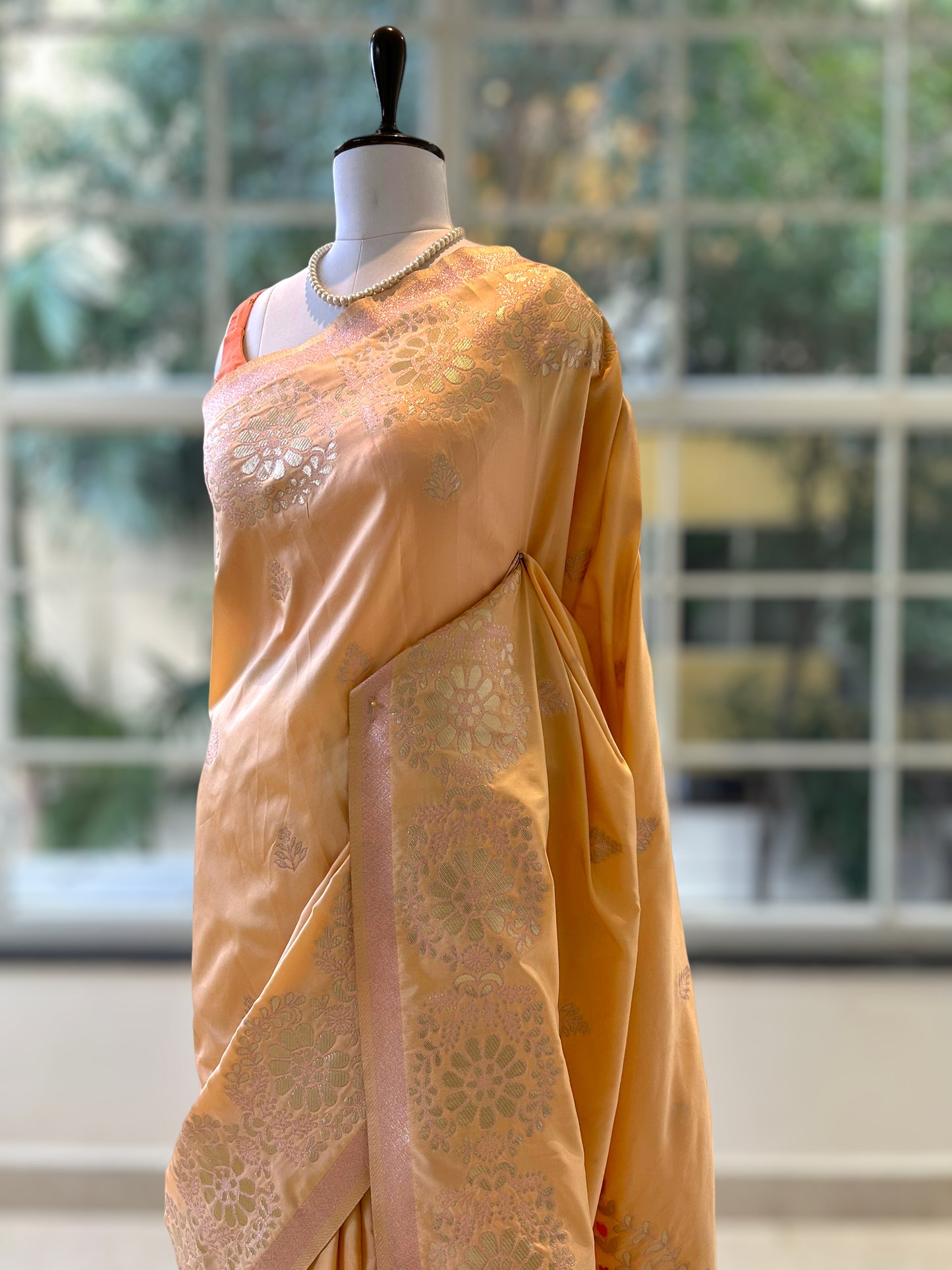 Baby pink silk saree