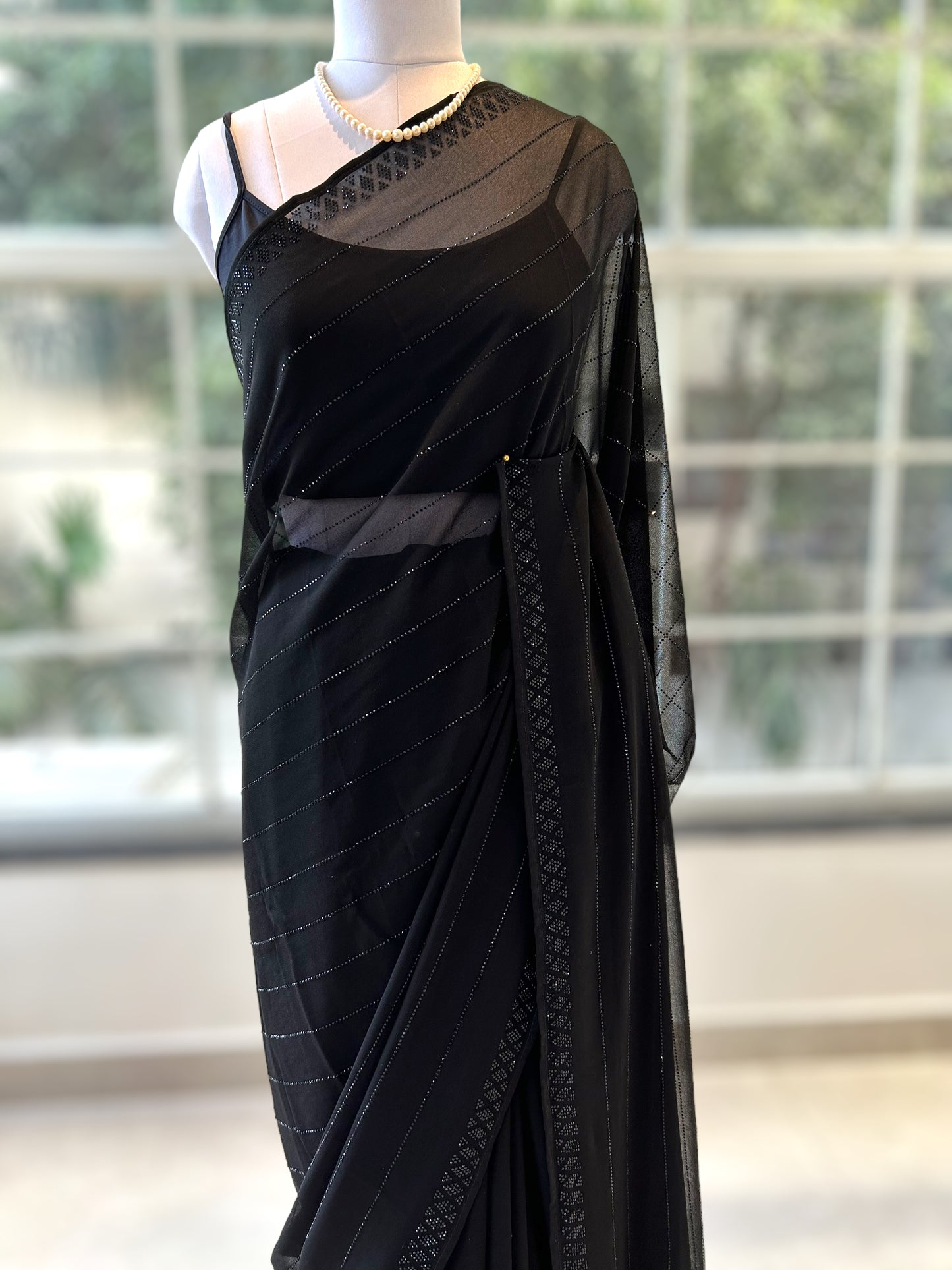 Pure georgette sequins saree - Black