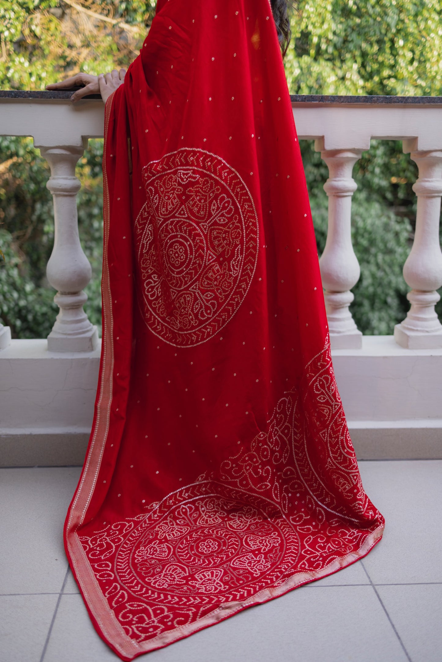 Red pure dola silk saree