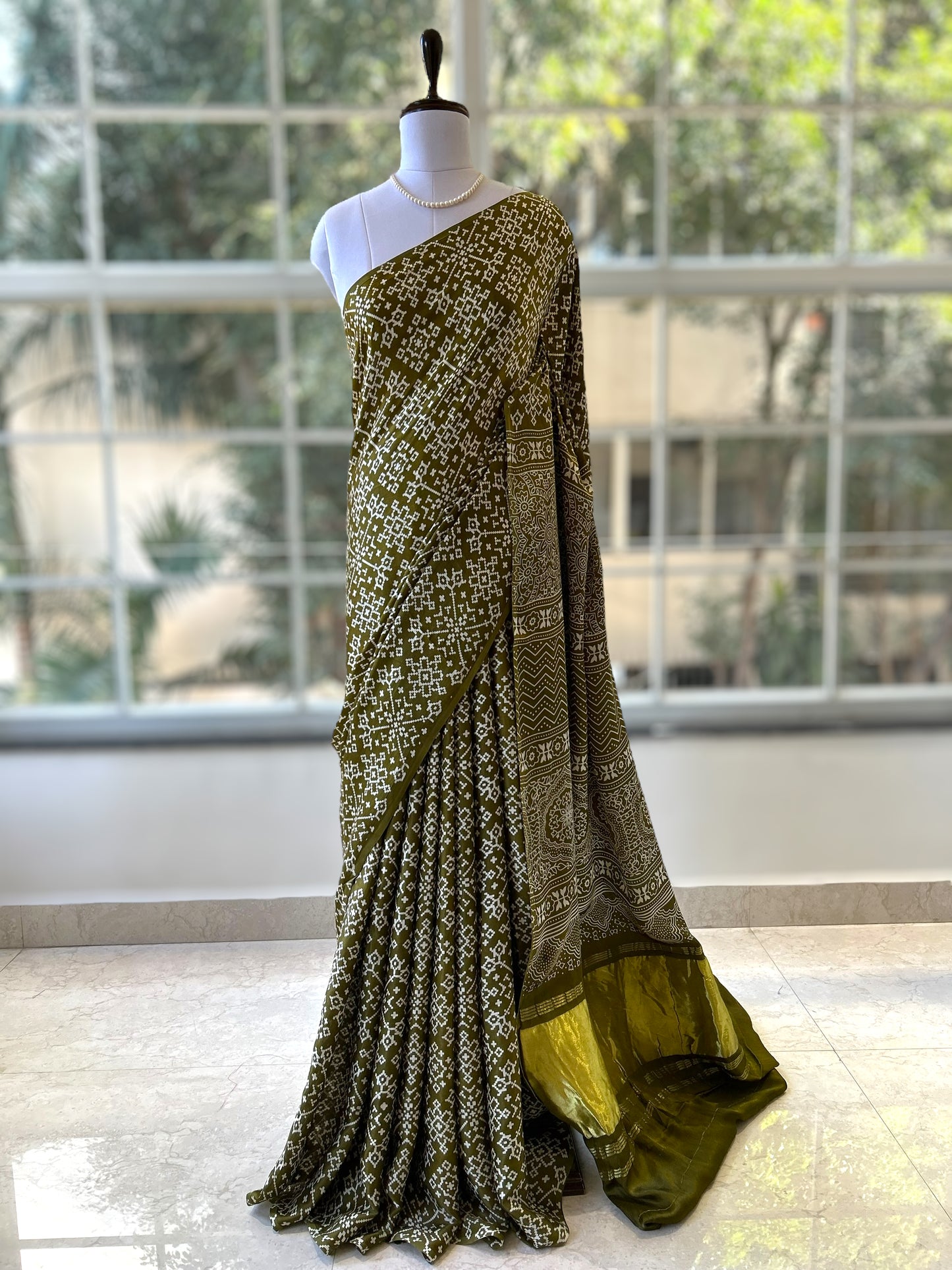 Mehendi green modal satin saree