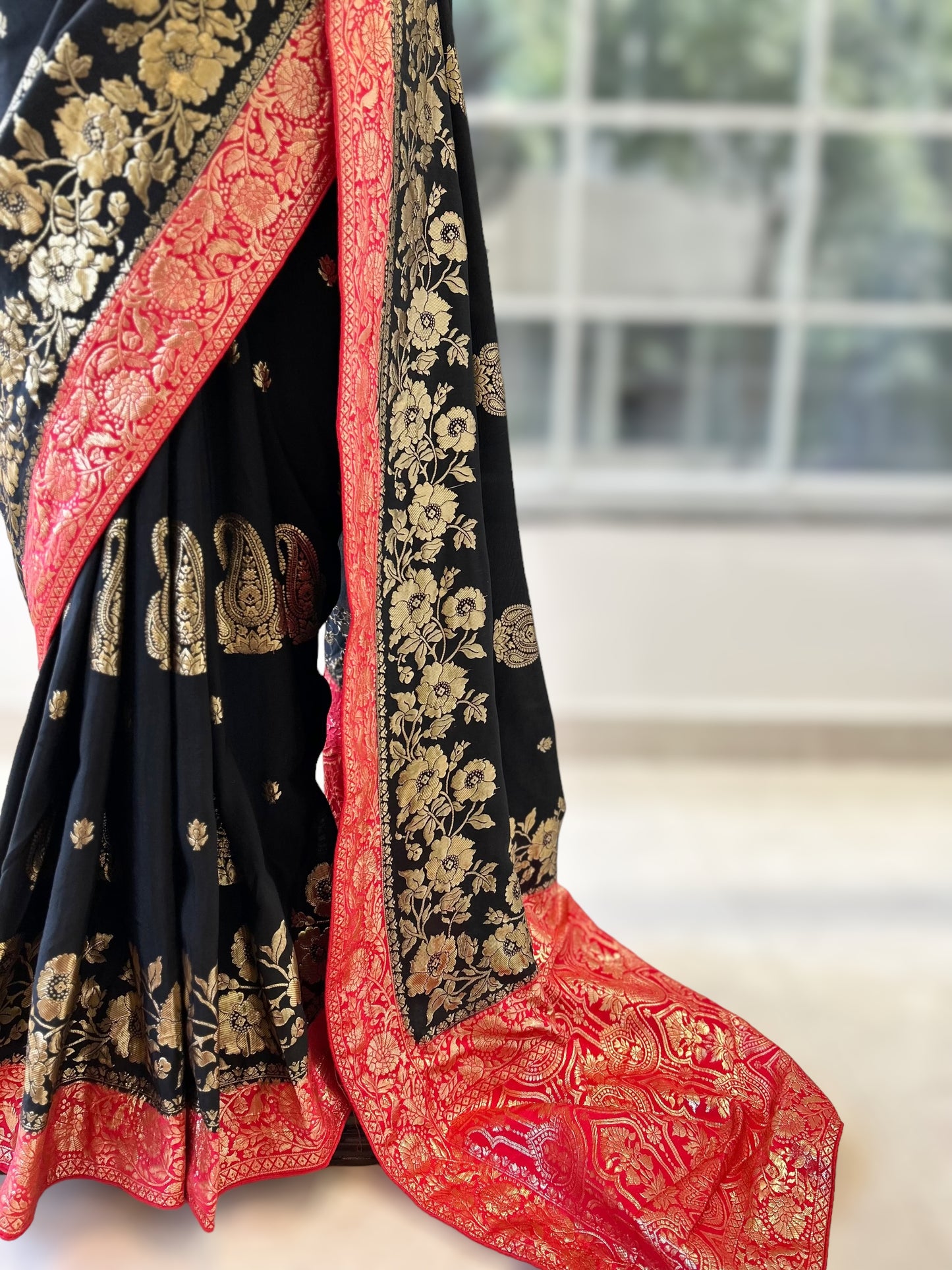 Black zari saree