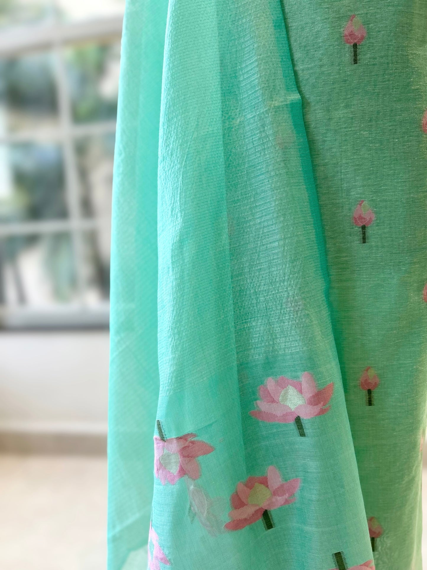 Green pure handloom cotton suit set