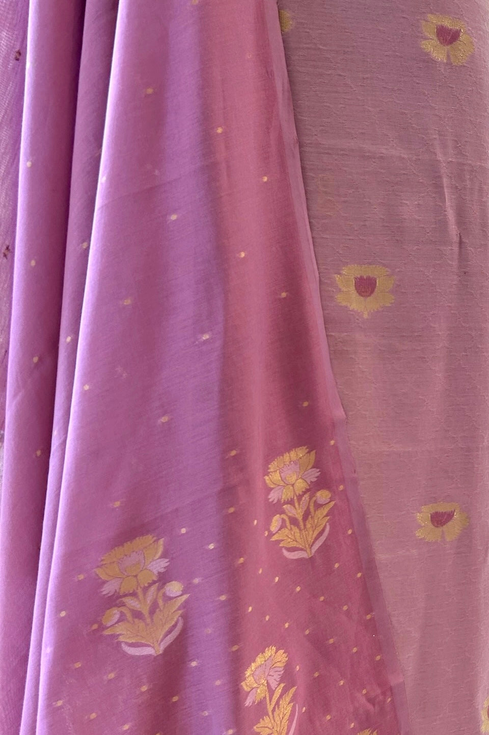 Purple pure soft chanderi cotton suit set