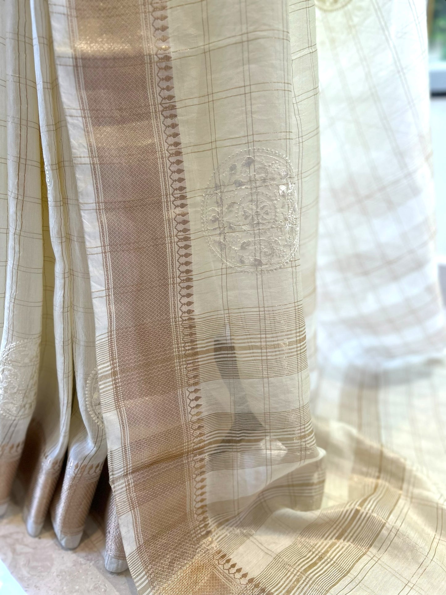 White pure soft chanderi cotton saree