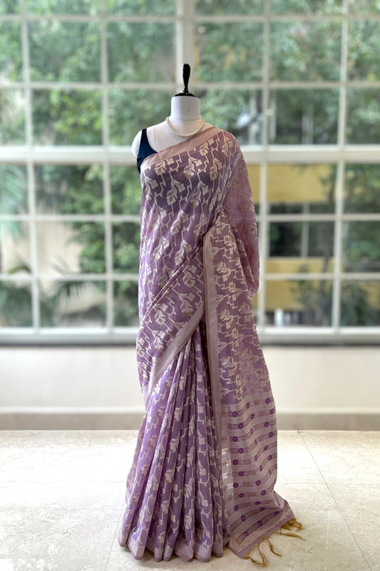 Purple handloom cotton saree