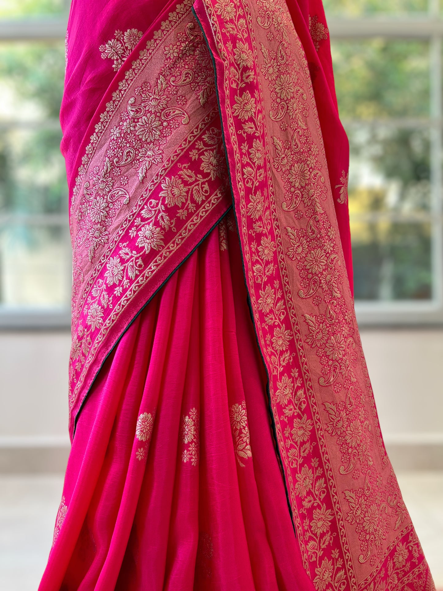 Rani pink Pure Dola silk saree