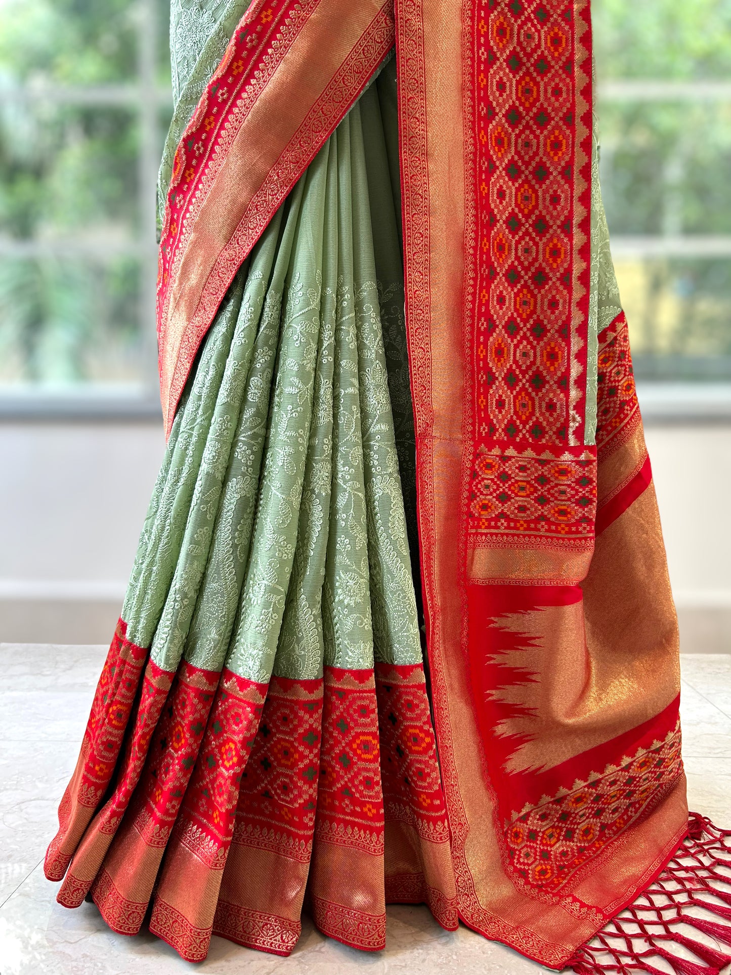 Chikankari Saree - Green