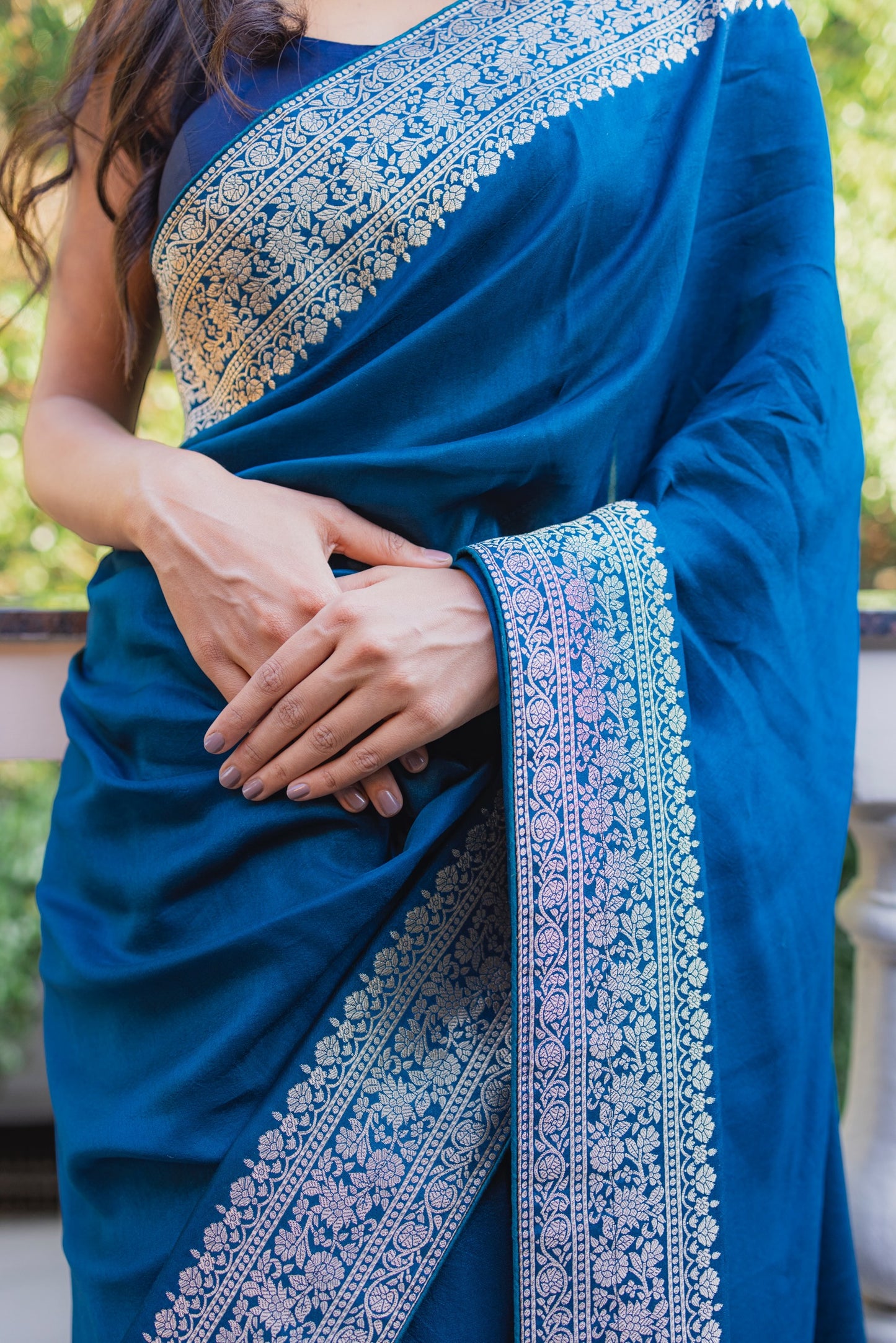 Pure dola silk tassel saree - Teal Blue