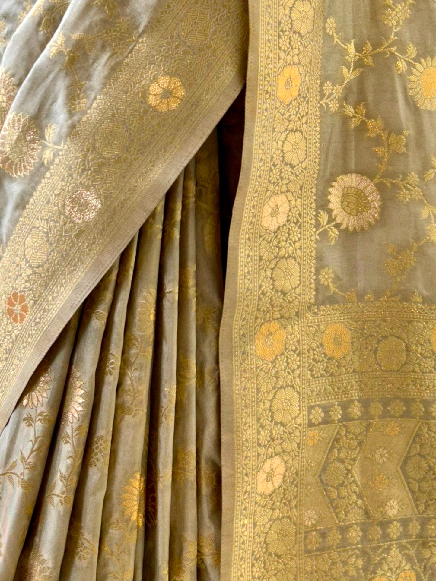 Golden soft silk saree