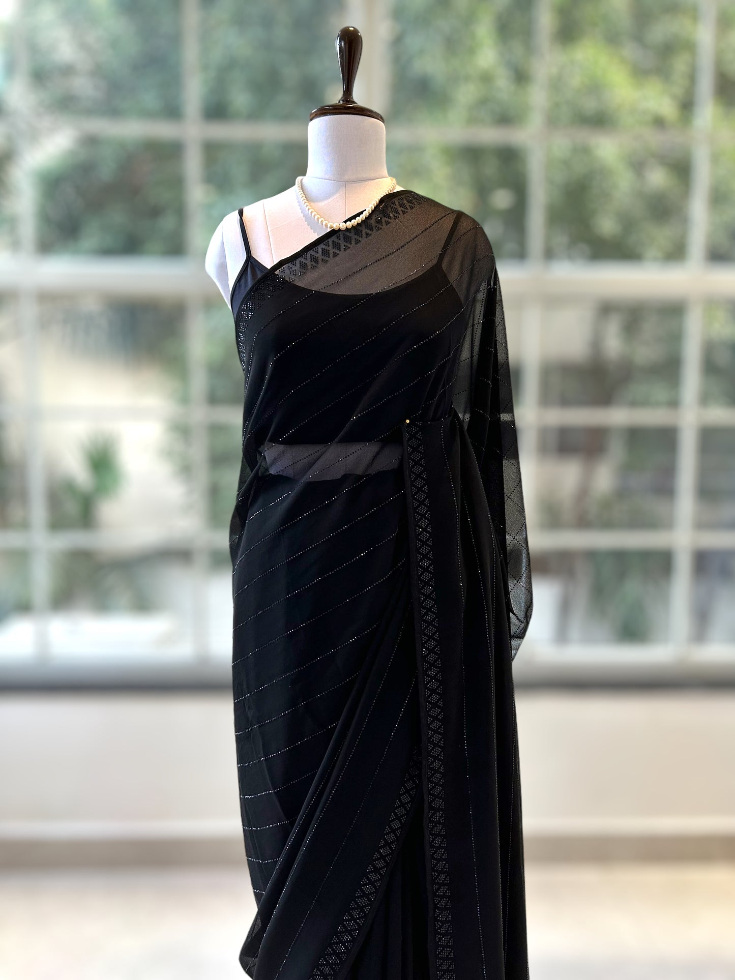 Pure georgette sequins saree - Black