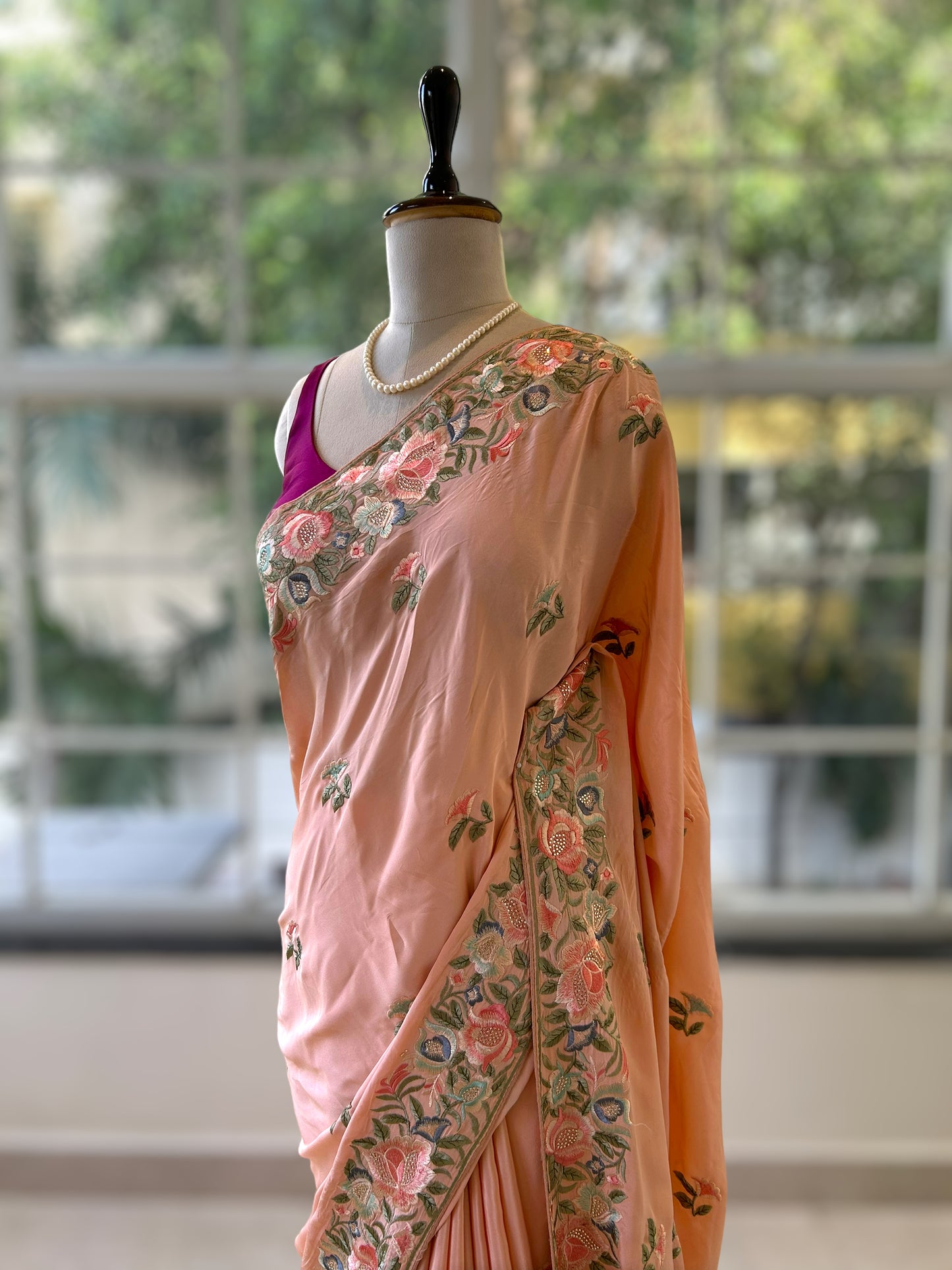 Floral Embroidered saree