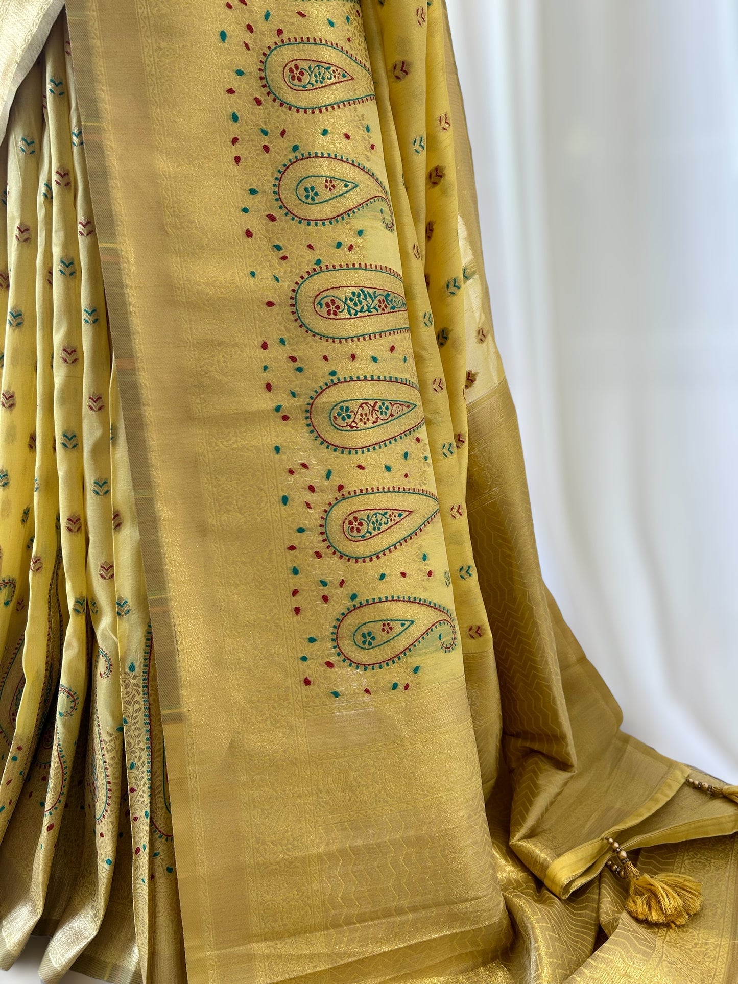 Yellow silk saree