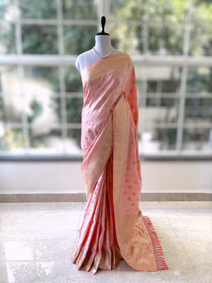 Zariwork silk saree - Baby Pink