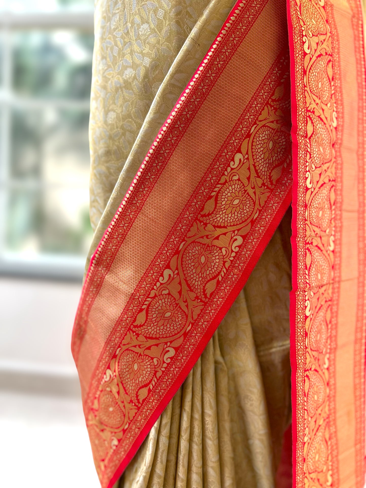 Golden silk saree