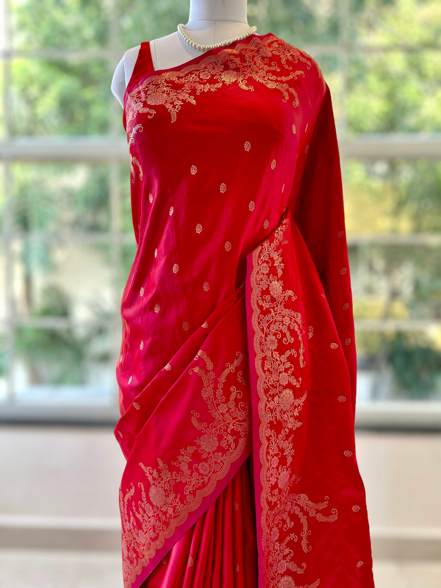 Red soft silk saree