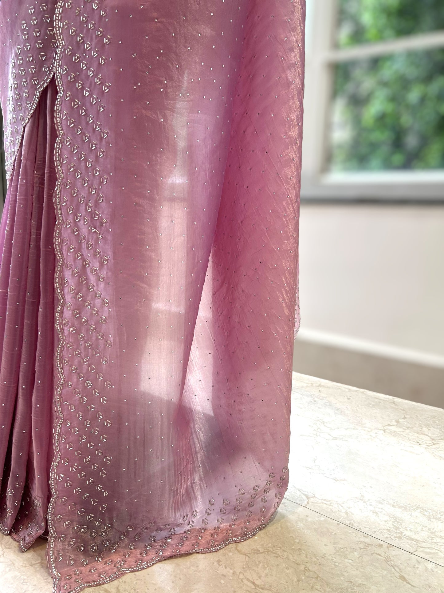 Soft organza cutwork saree - Lilac