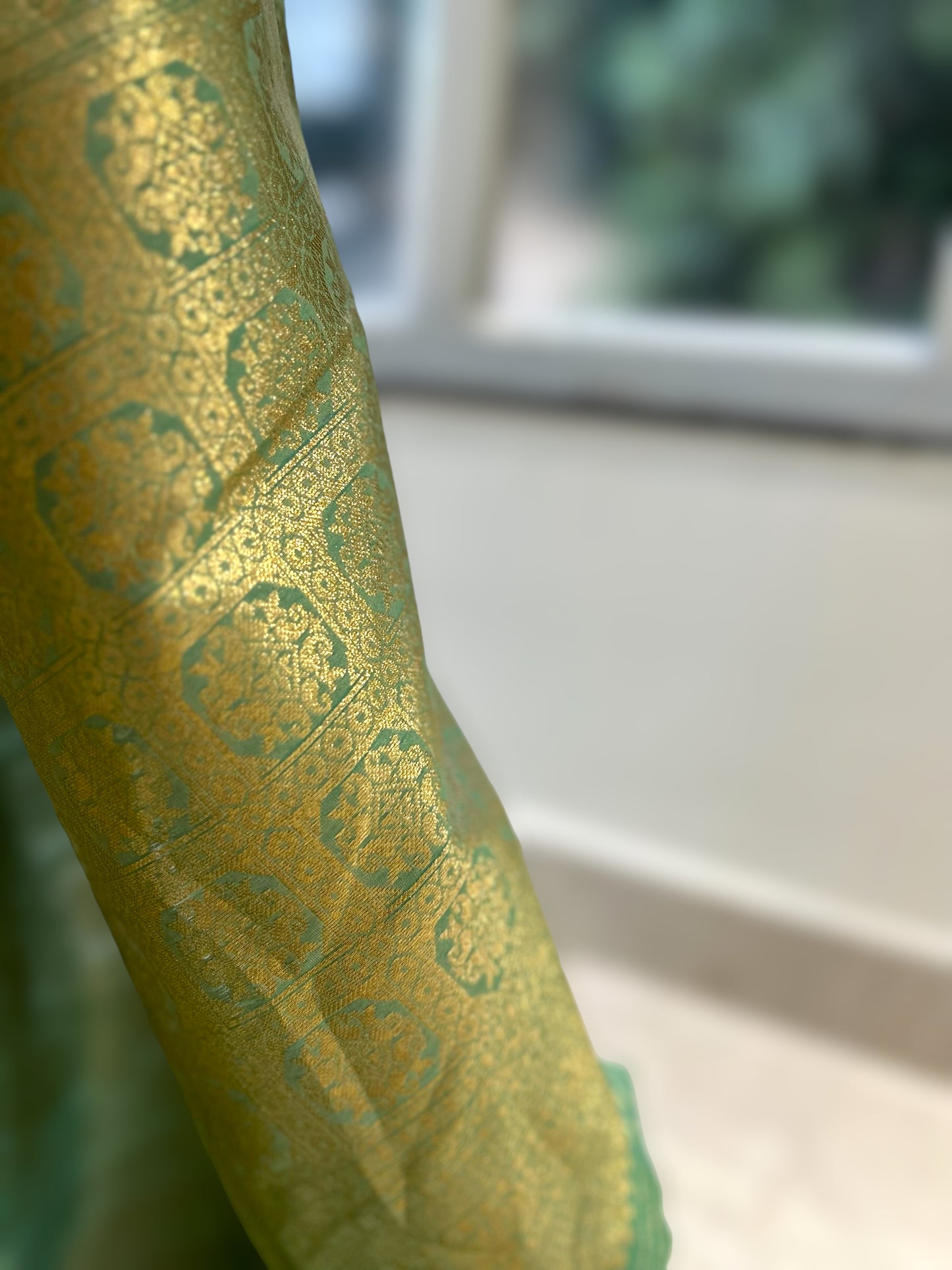 Sea green soft silk saree