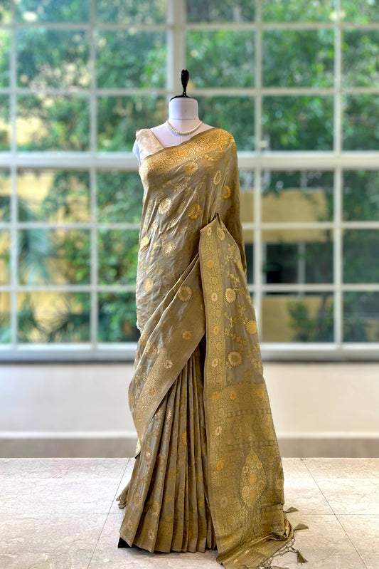 Golden soft silk saree