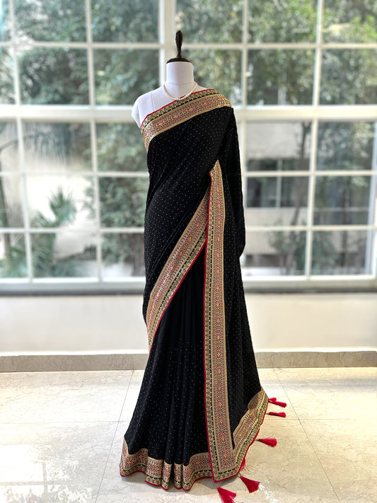 Black silk saree