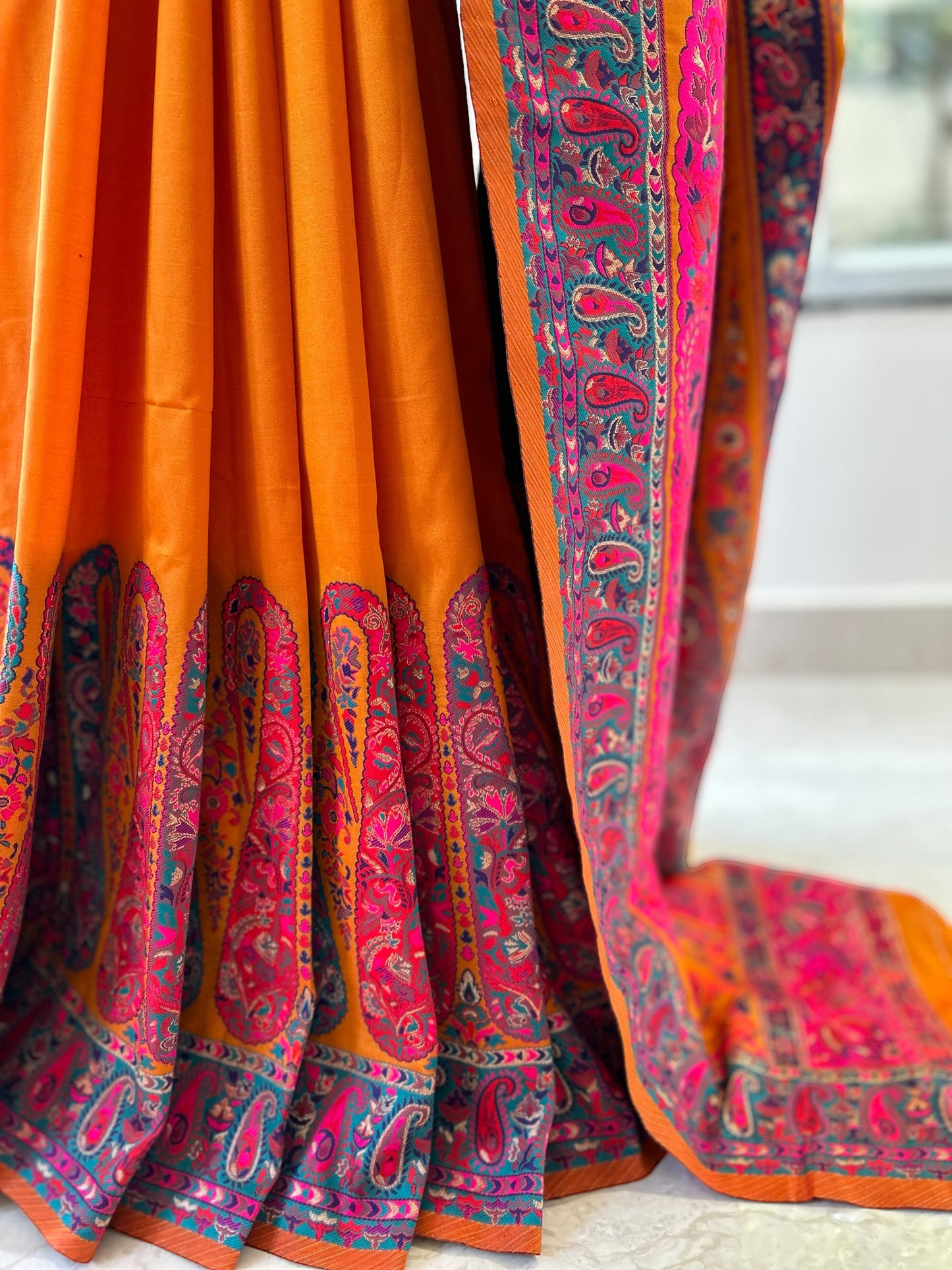 Orange silk saree