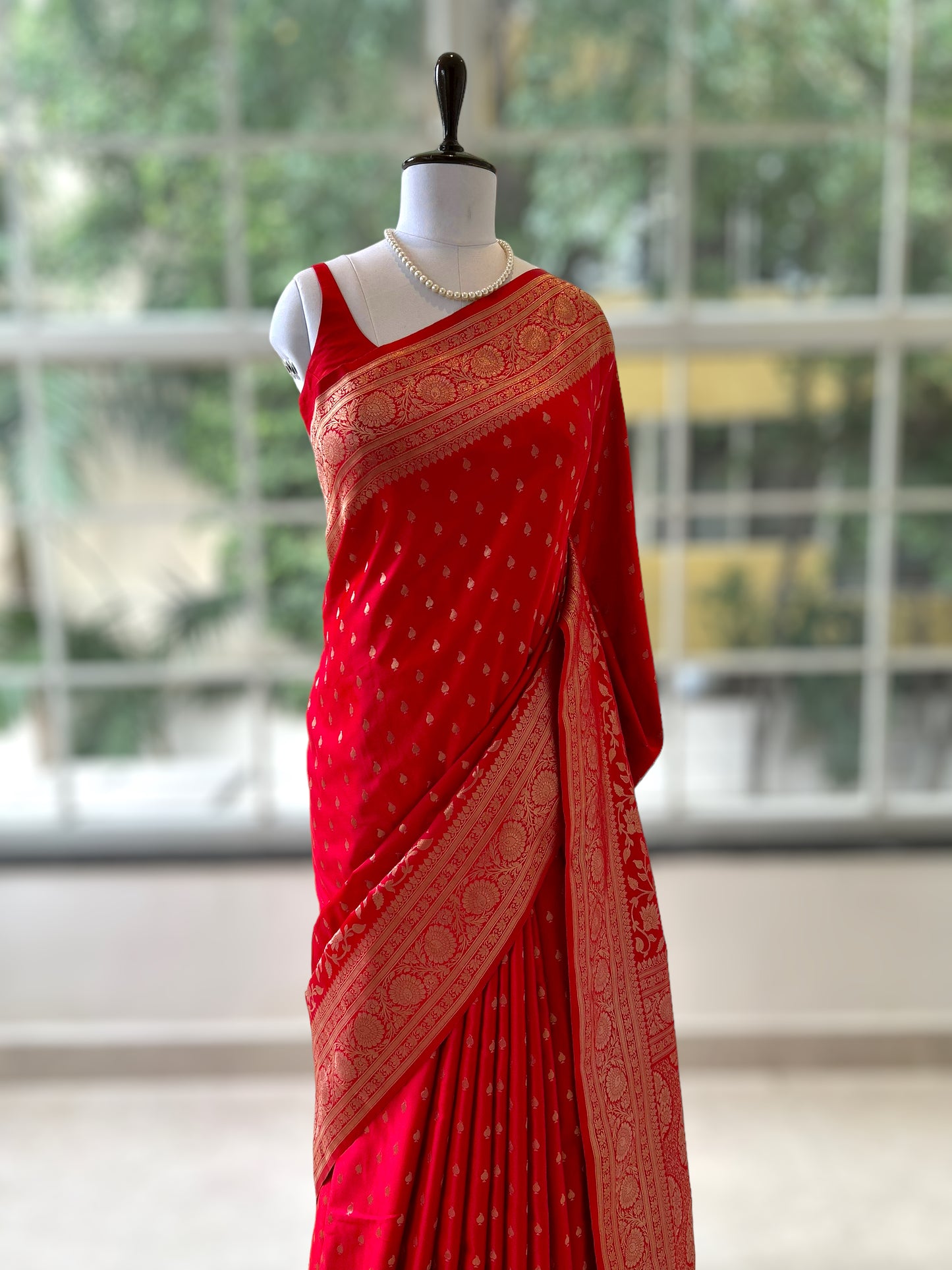 Red banarasi silk saree