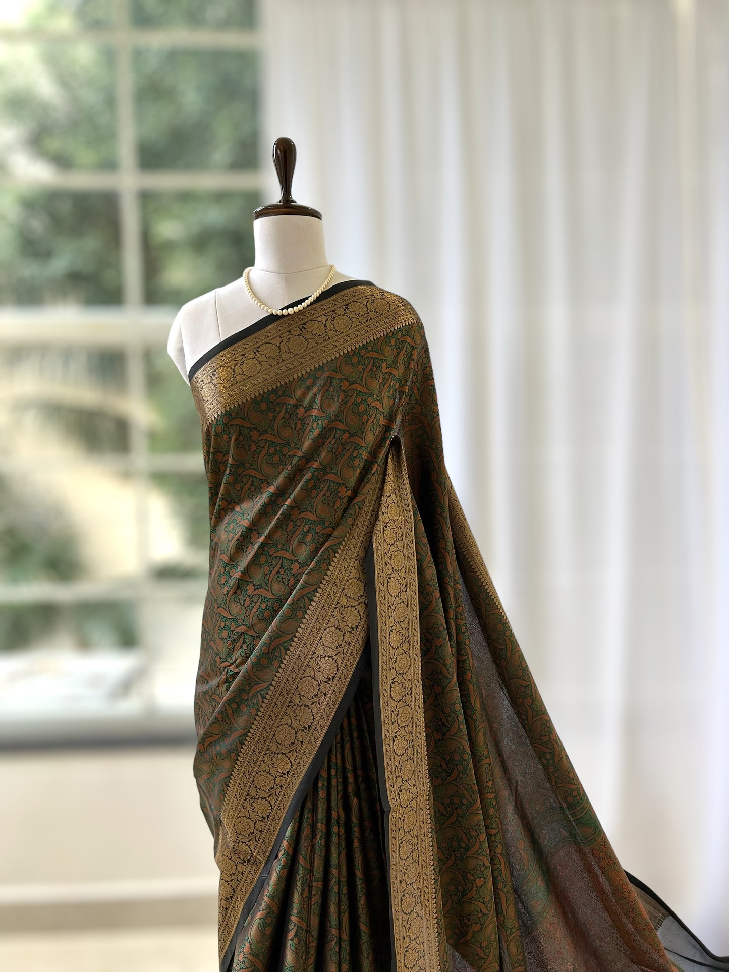 Soft silk printed saree - Green