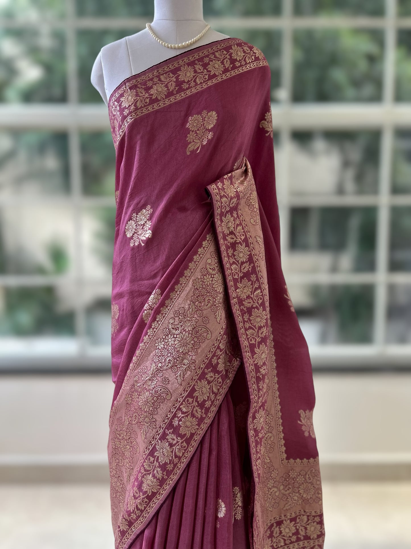 Purple dola silk saree