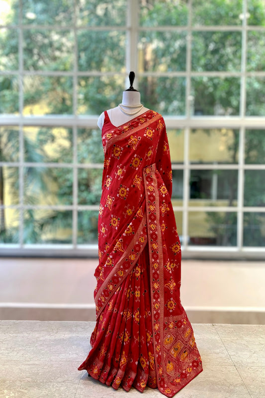 Pure dola silk patola saree - Red