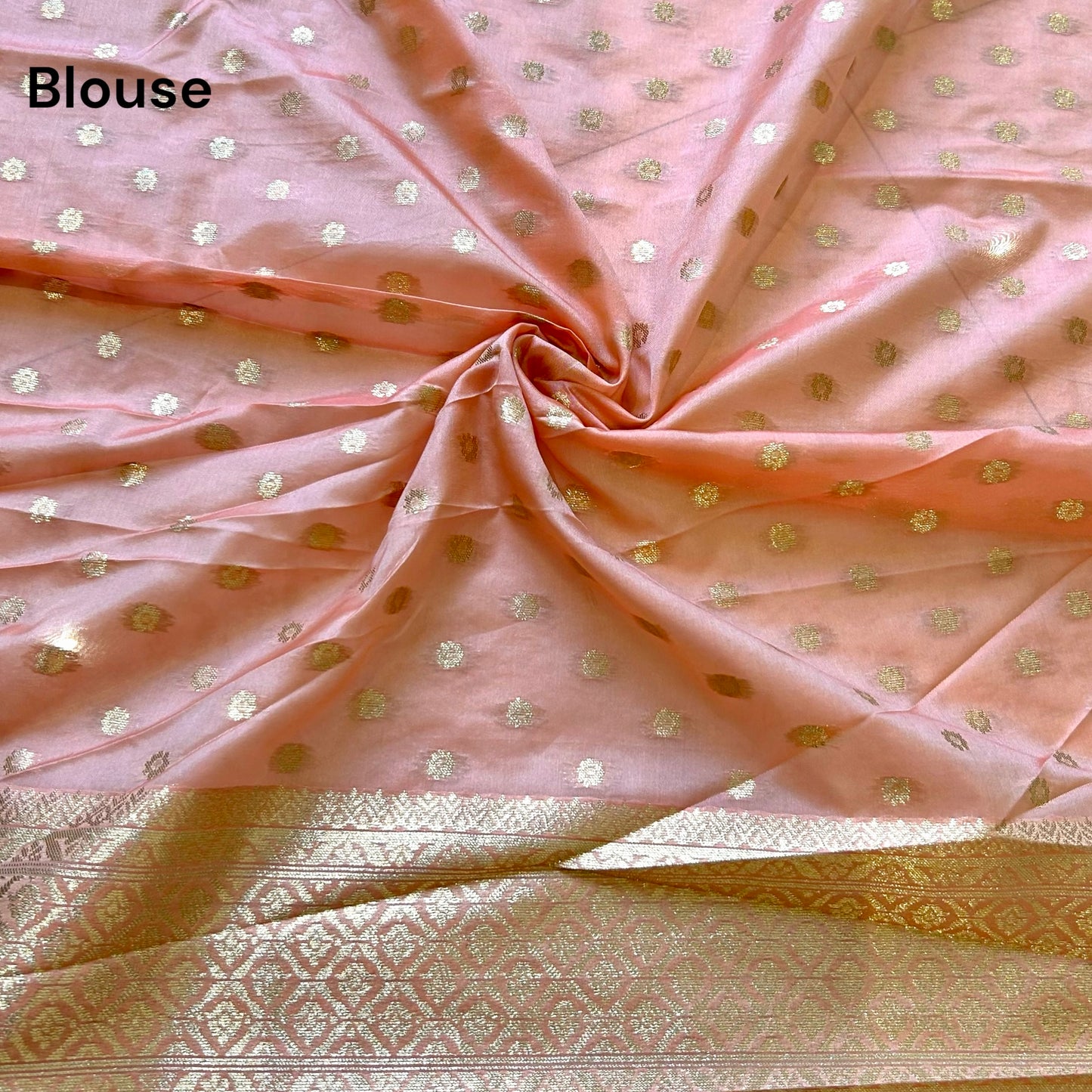 Pastel pink crepe silk saree