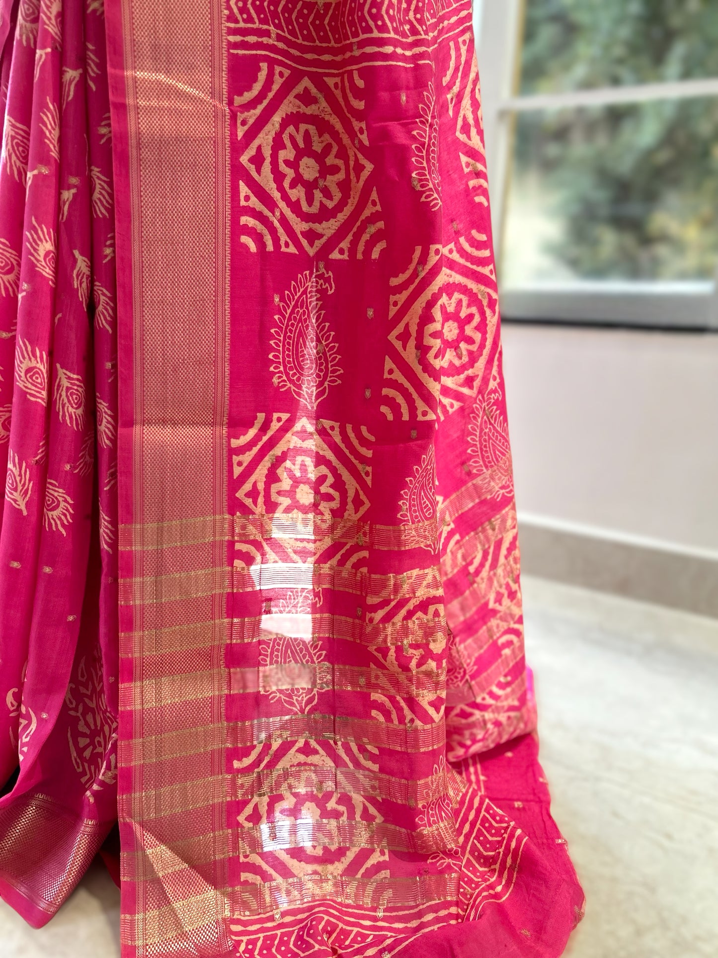 Pink pure soft cotton saree