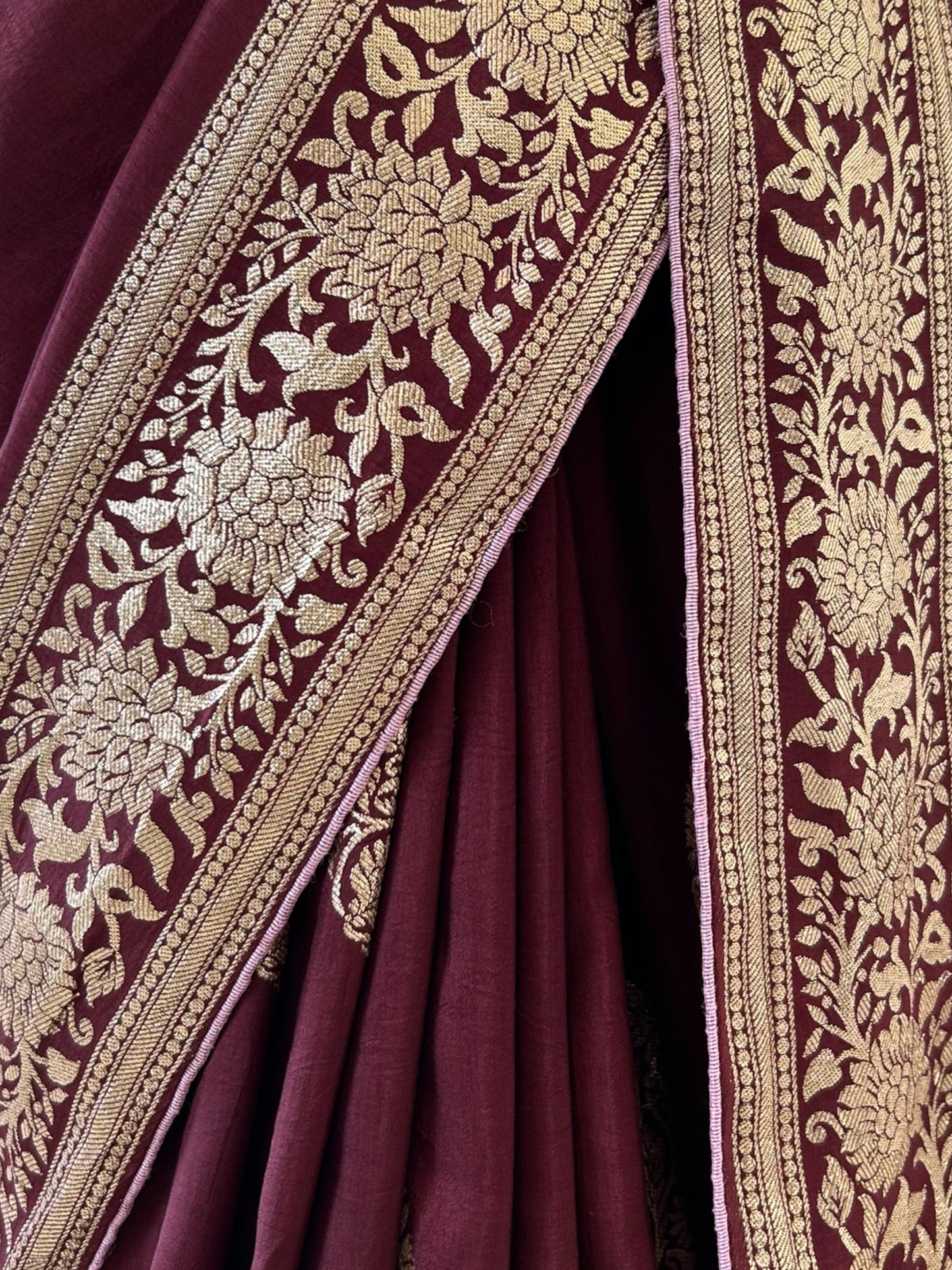 Brown Pure Dola silk saree