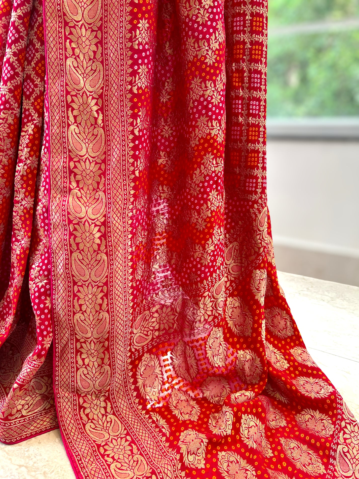 Georgette bandhani saree