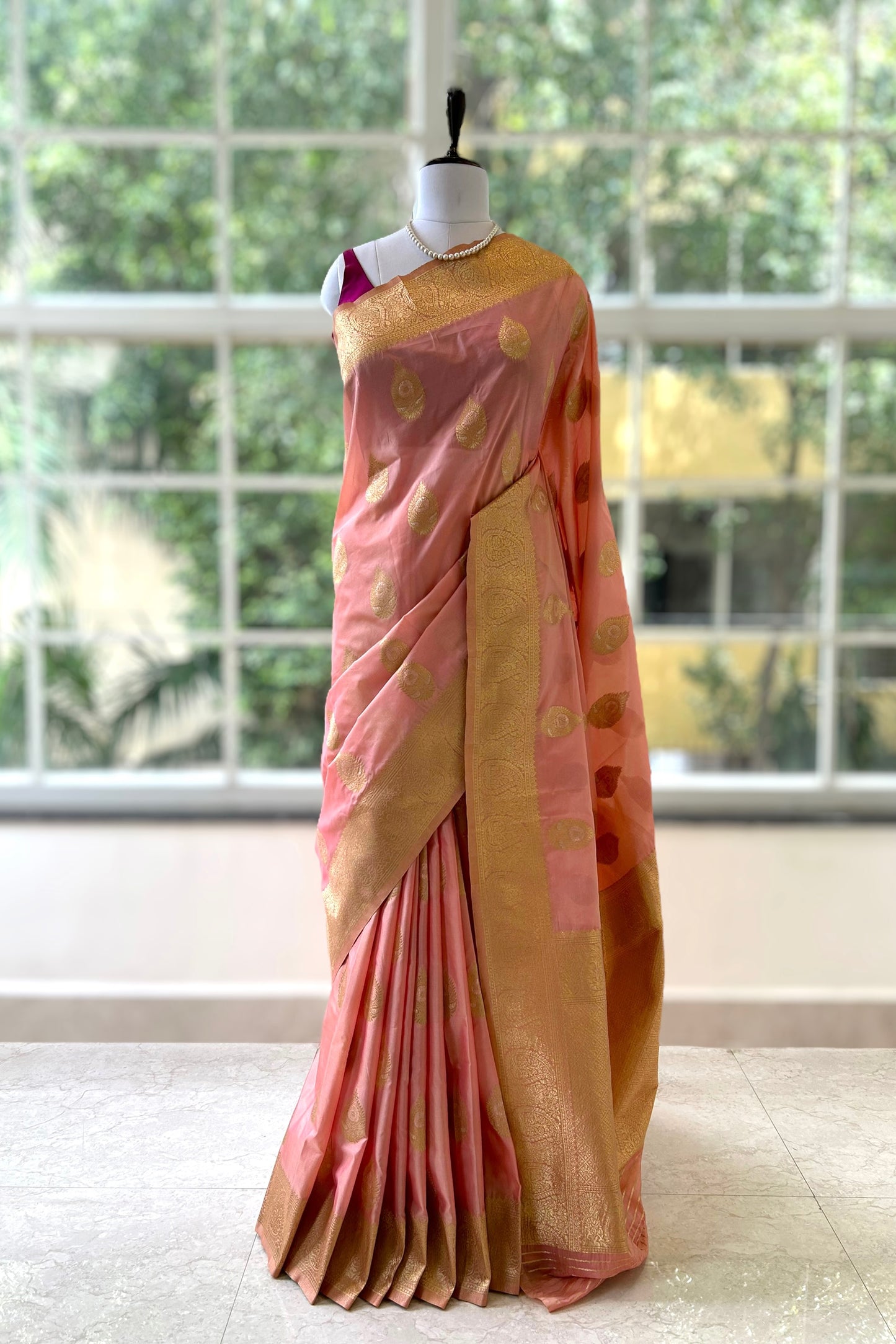 Banarasi soft silk saree - Soft pink