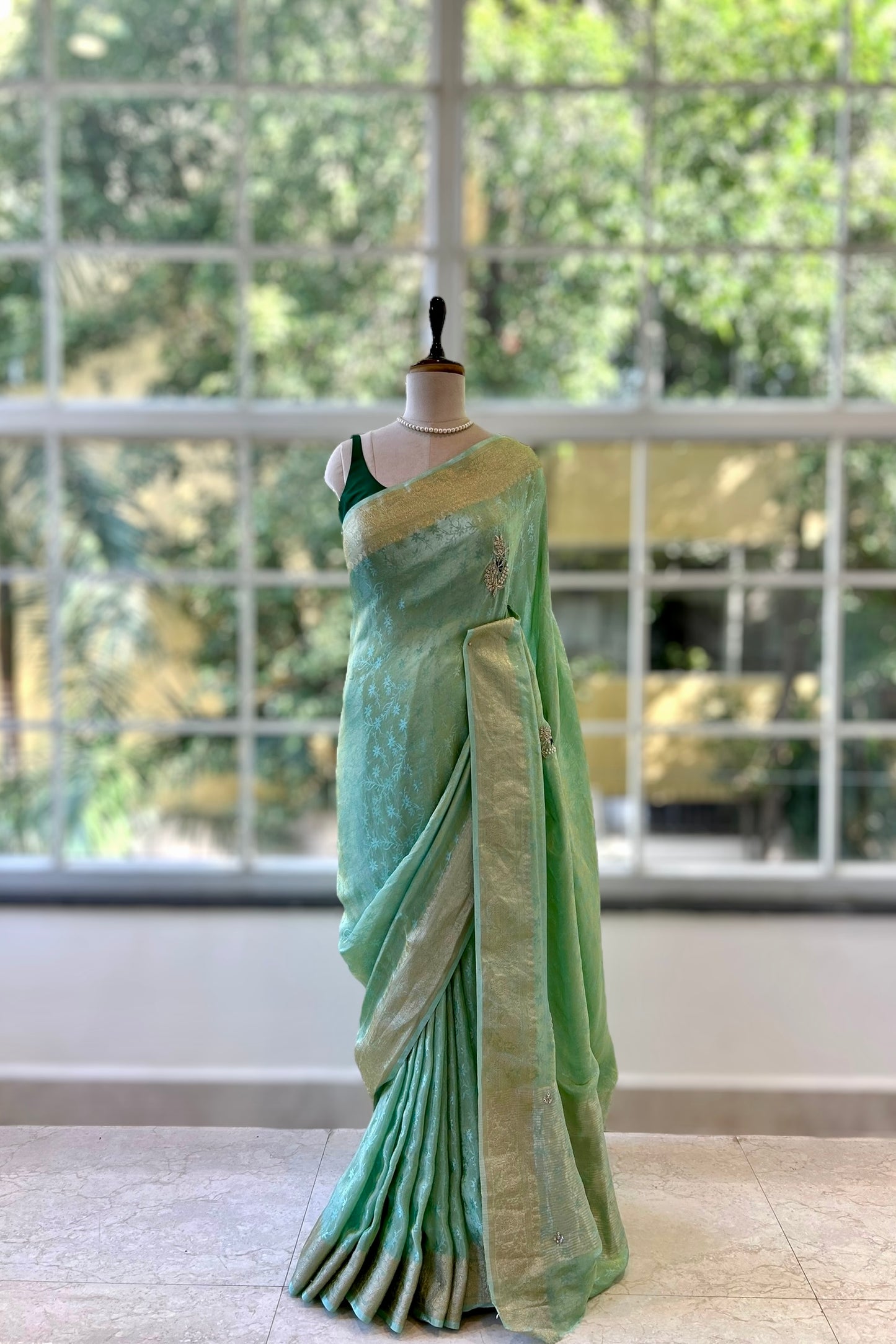 Soft tissue saree - Green