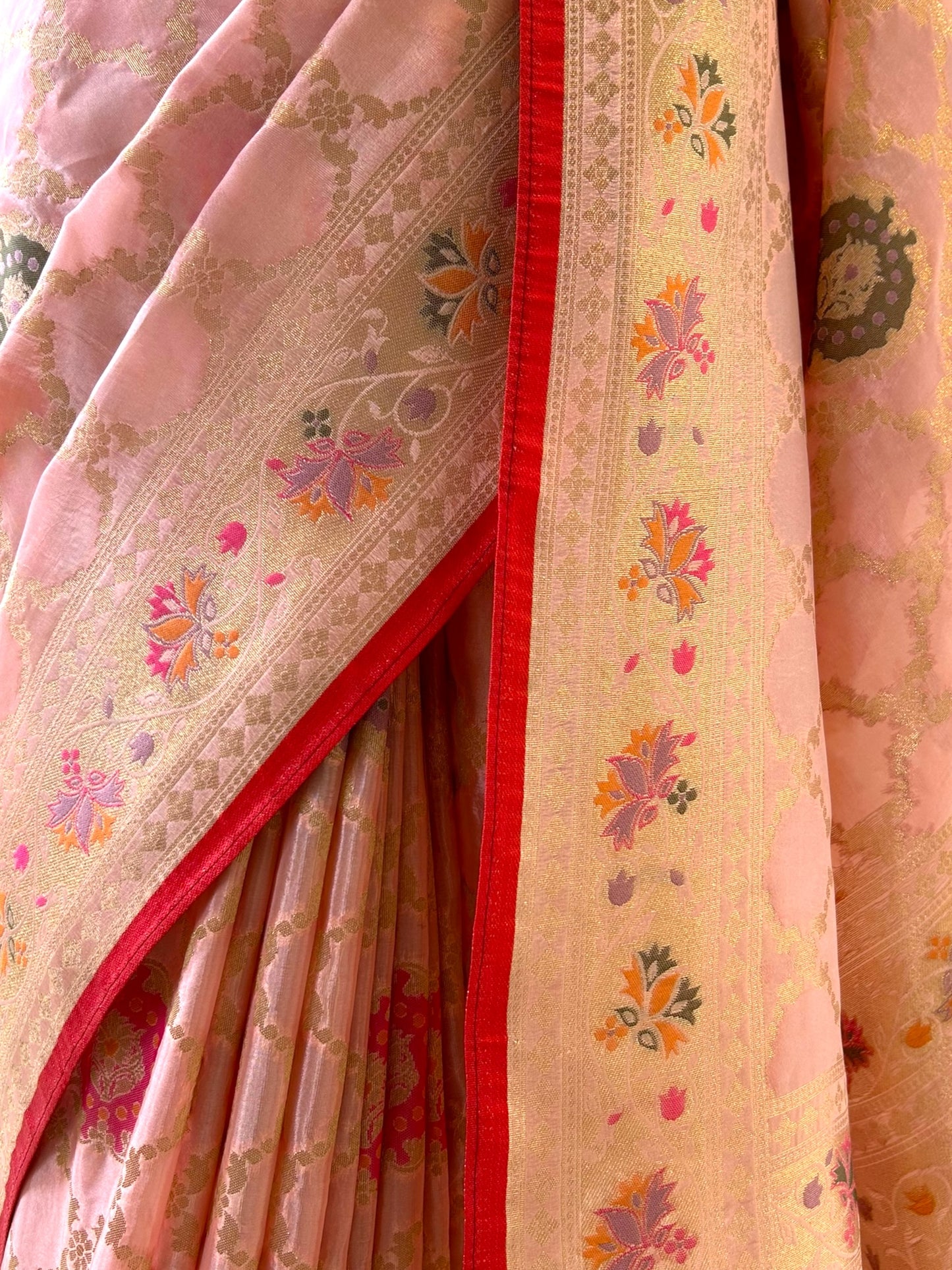 Zari silk saree - Baby Pink