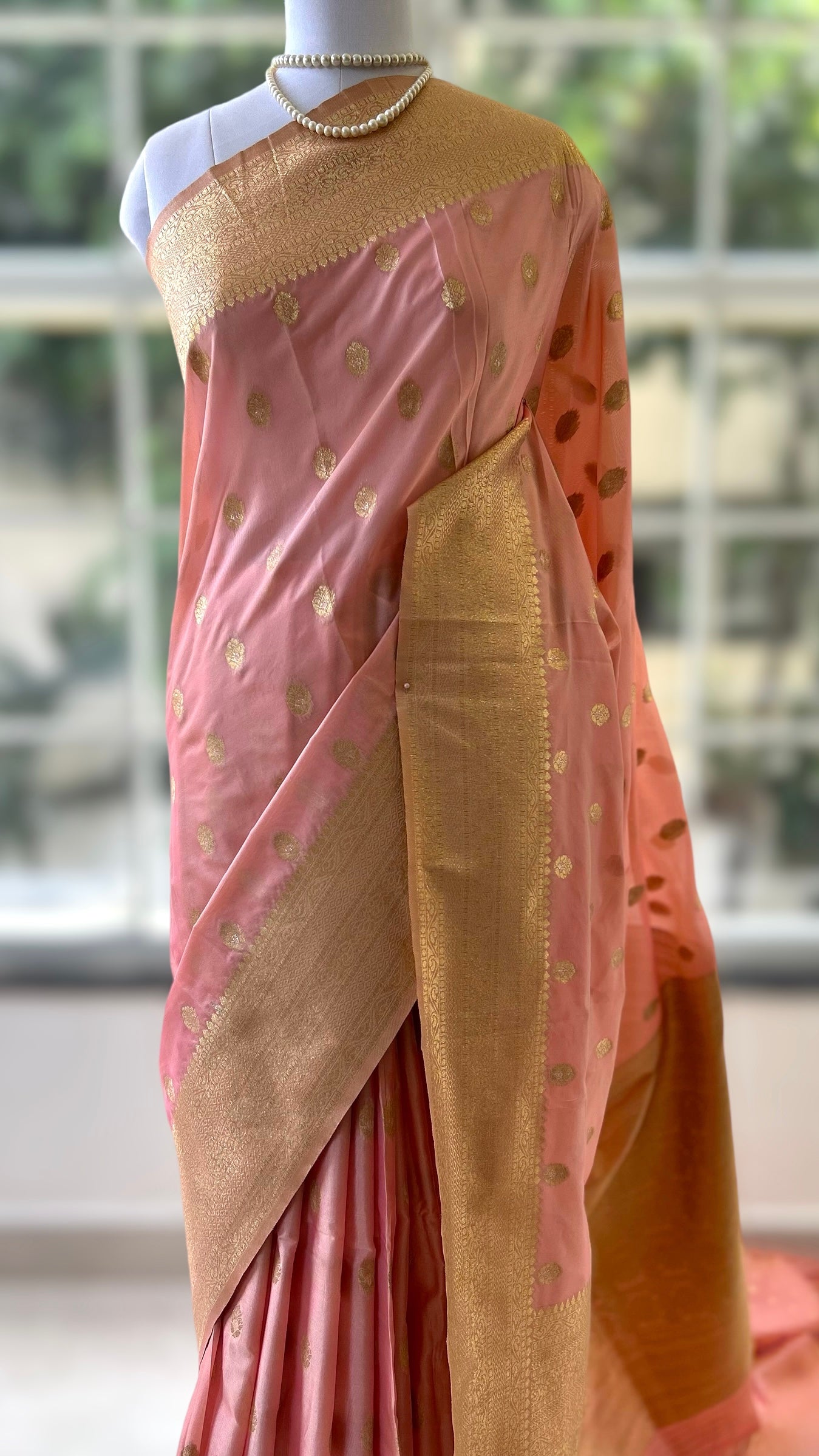 Pink soft crepe silk saree