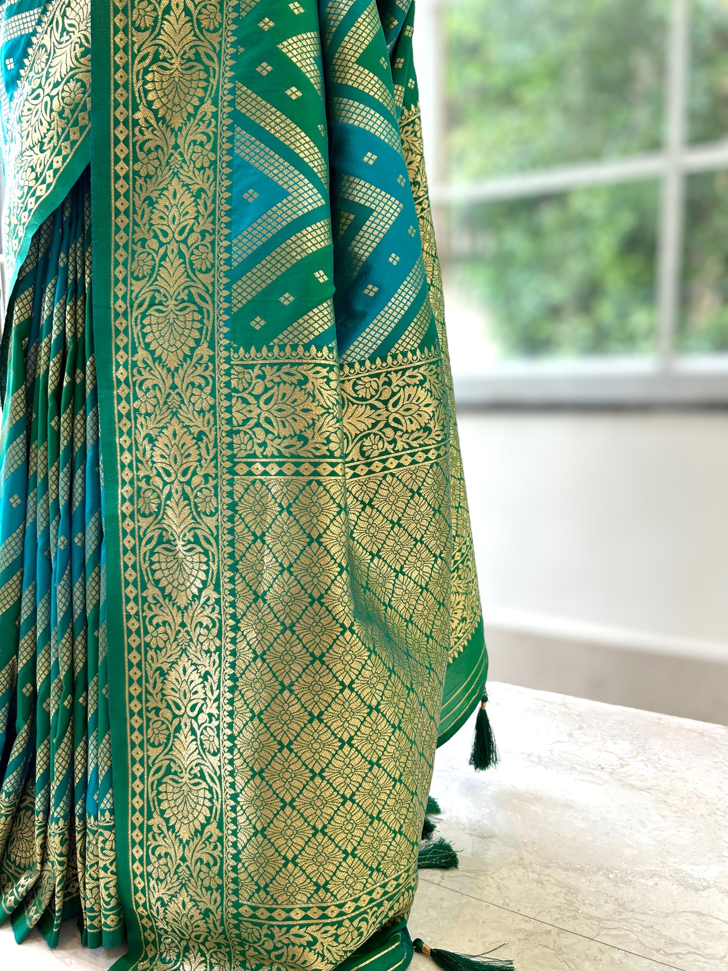 Mystical green silk saree