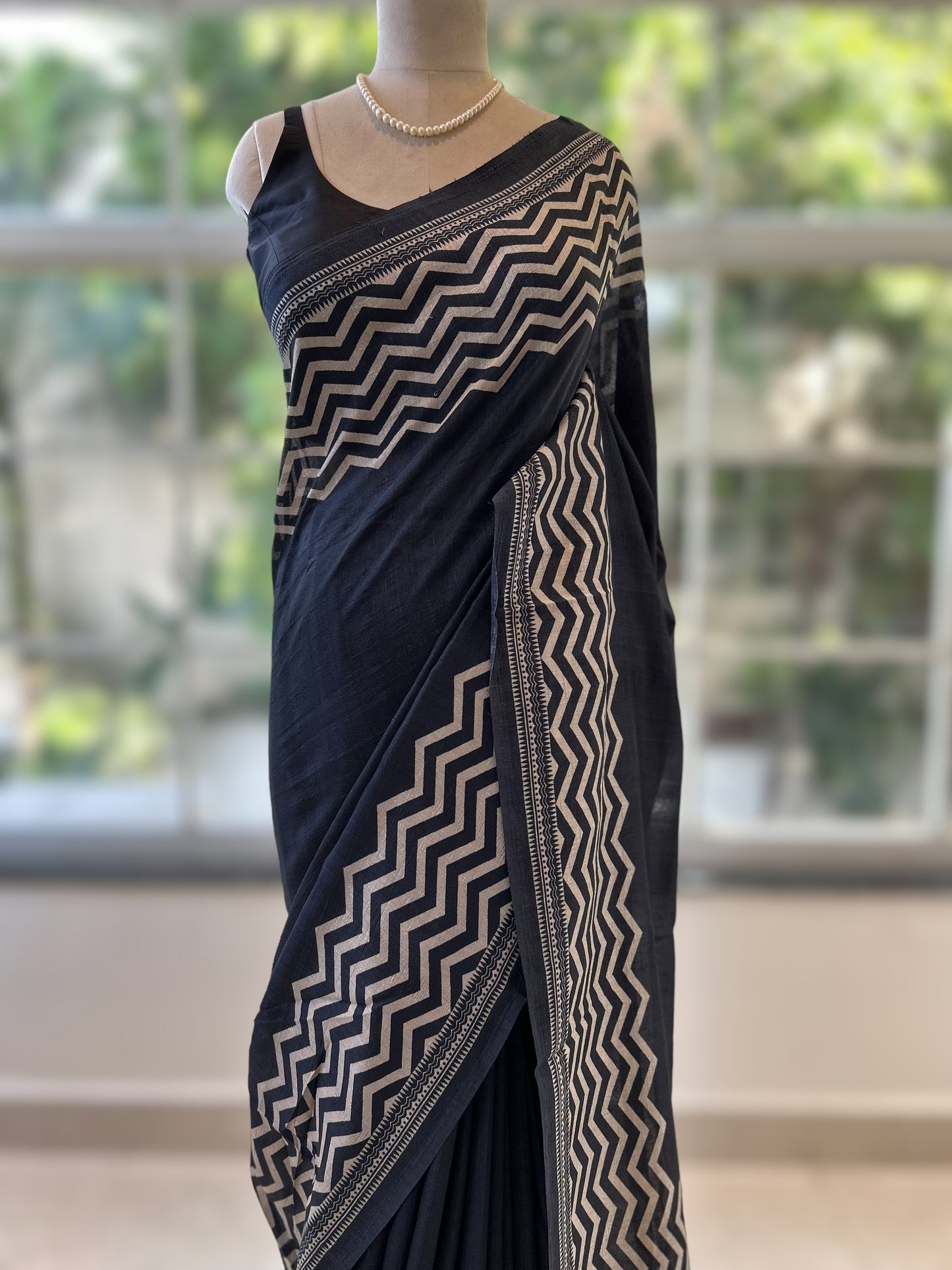 Black tussar silk saree