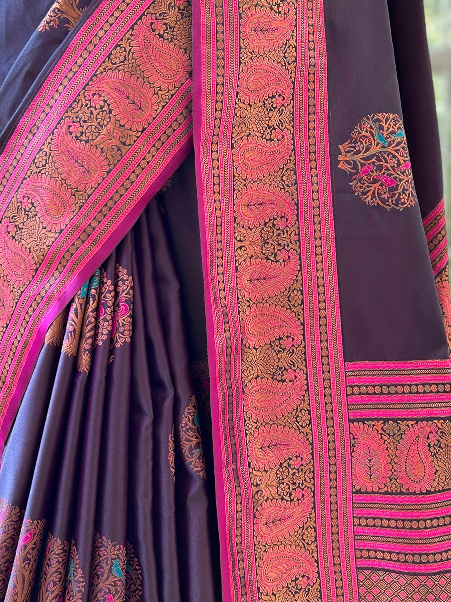 Rich brown soft silk saree