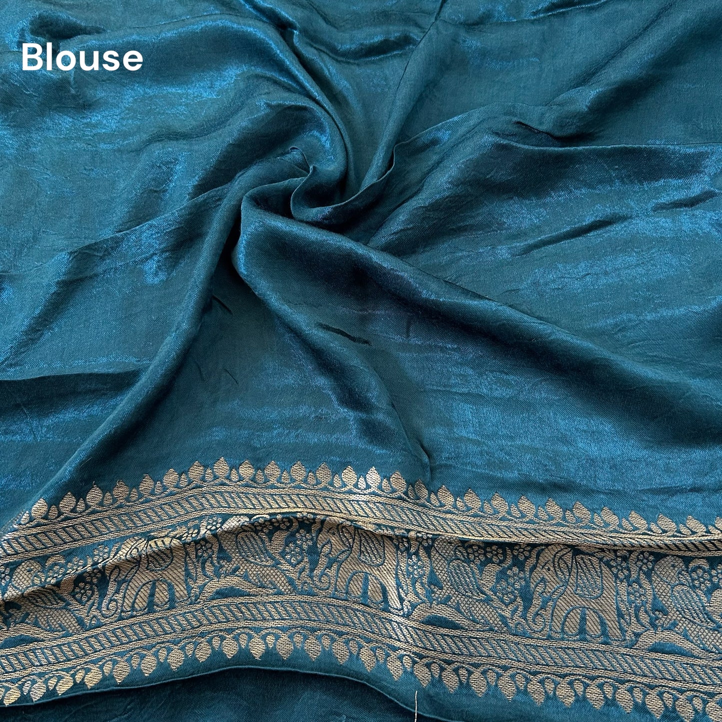 Teal blue modal satin saree