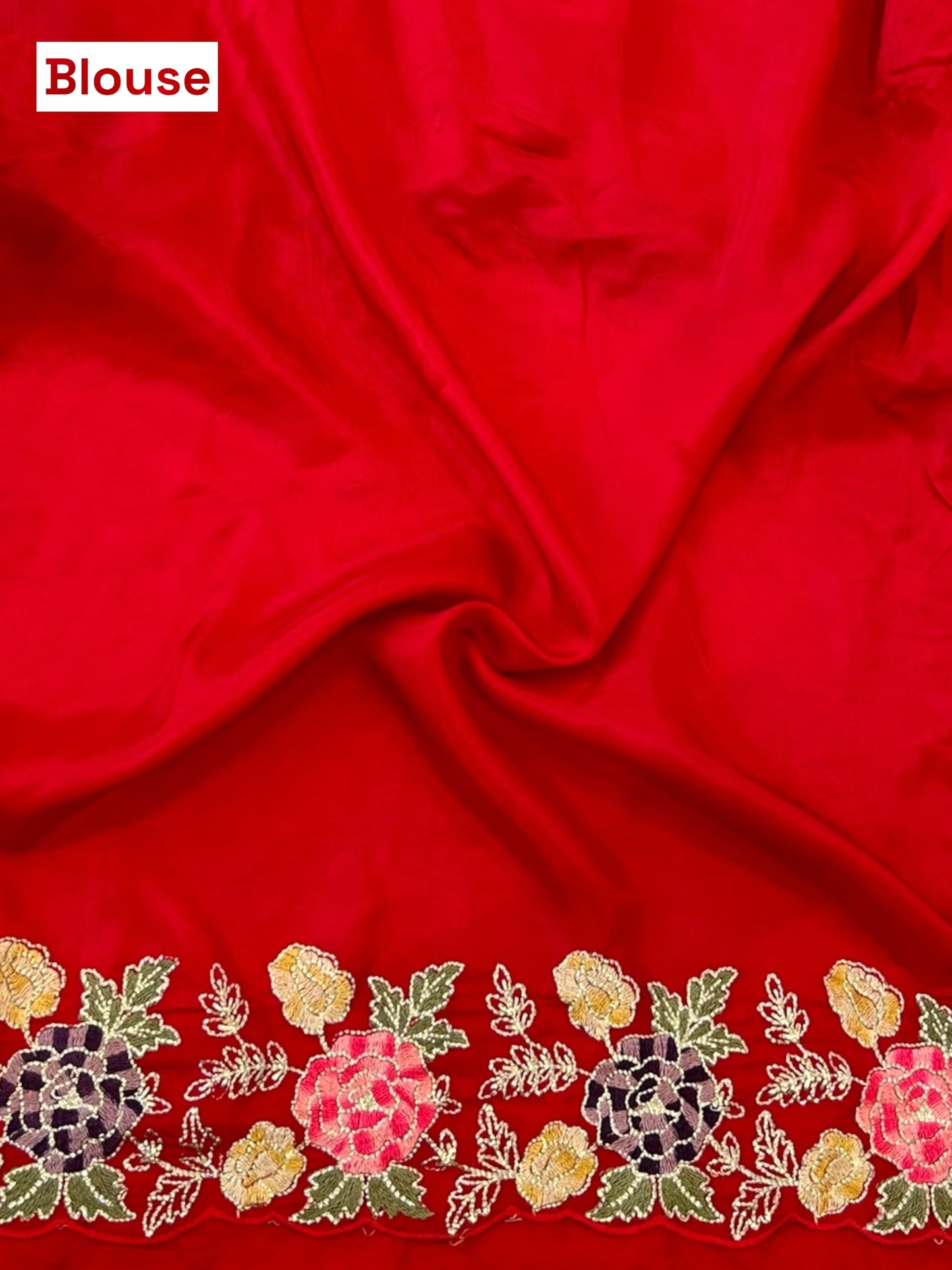 Red pure chiffon floral saree