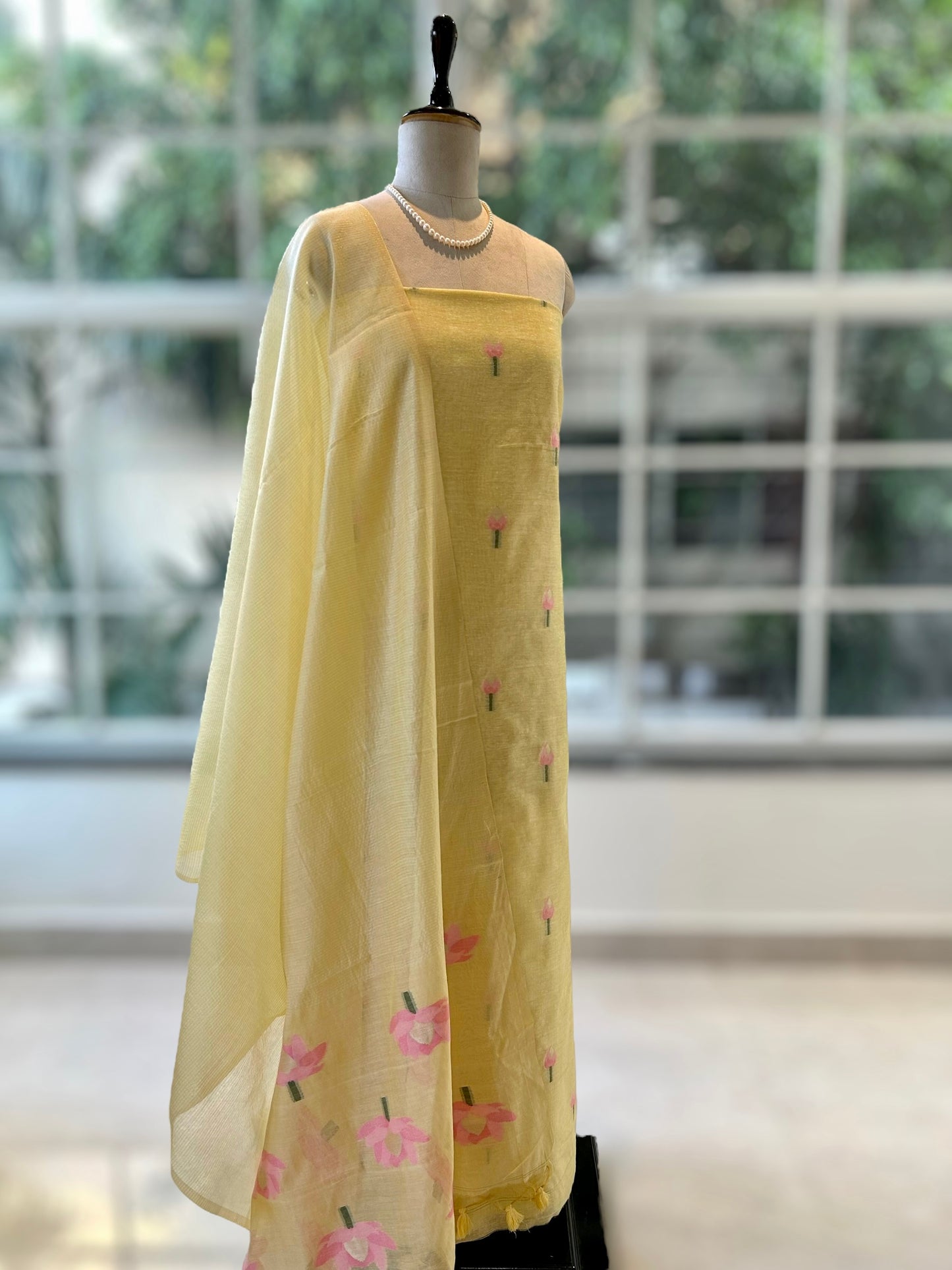 Yellow Pure handloom cotton suit set