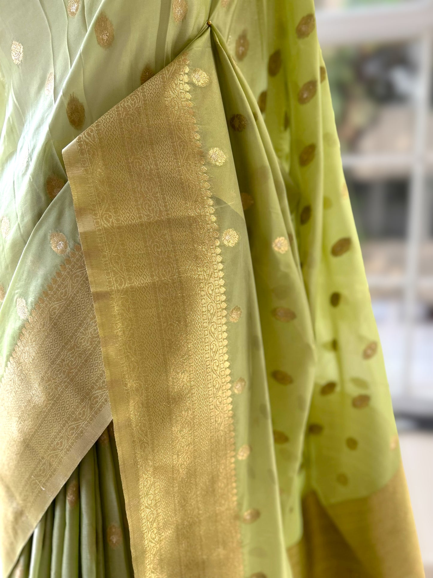 Parrot green soft silk saree