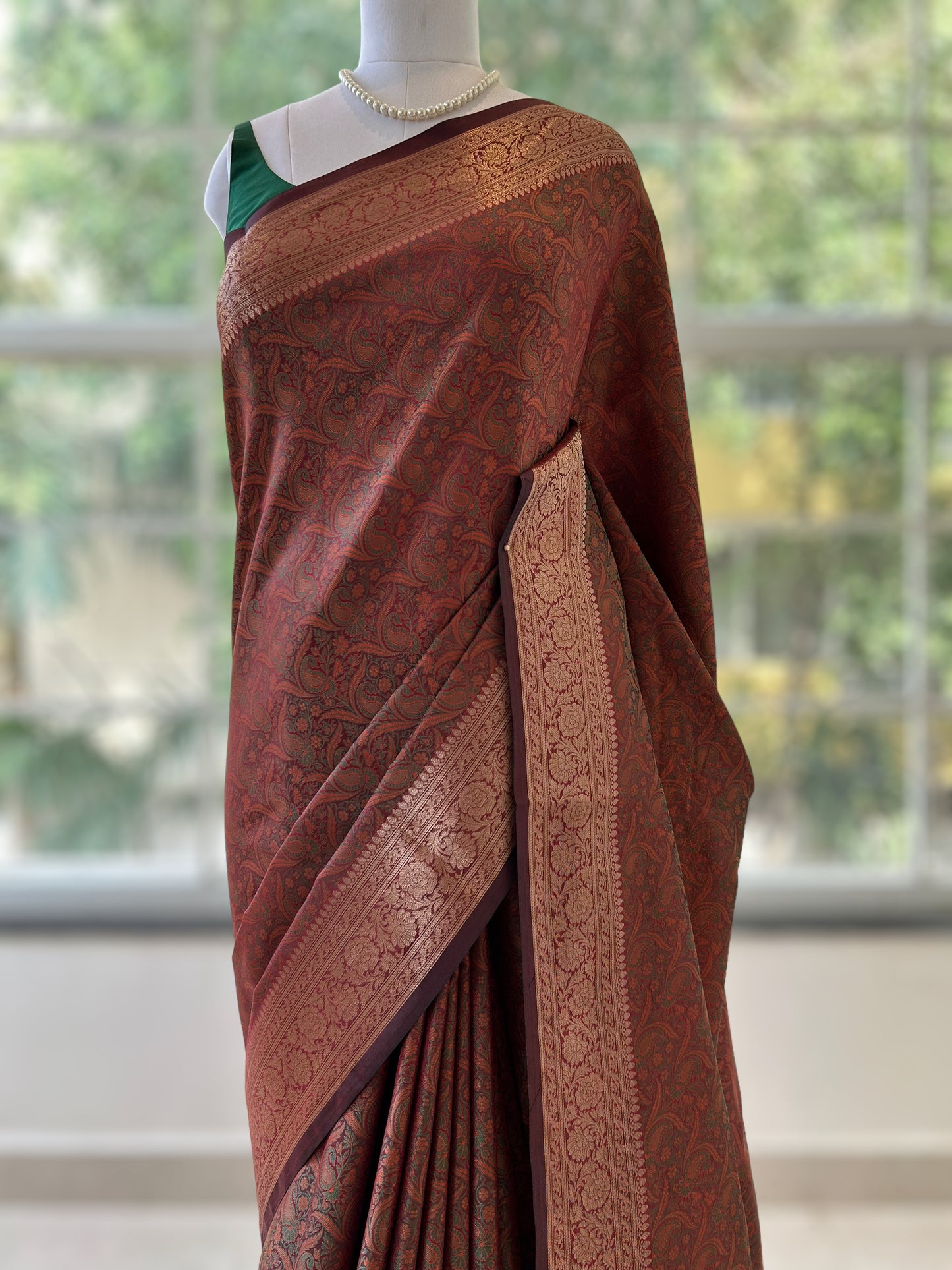 Soft silk printed saree - Brown