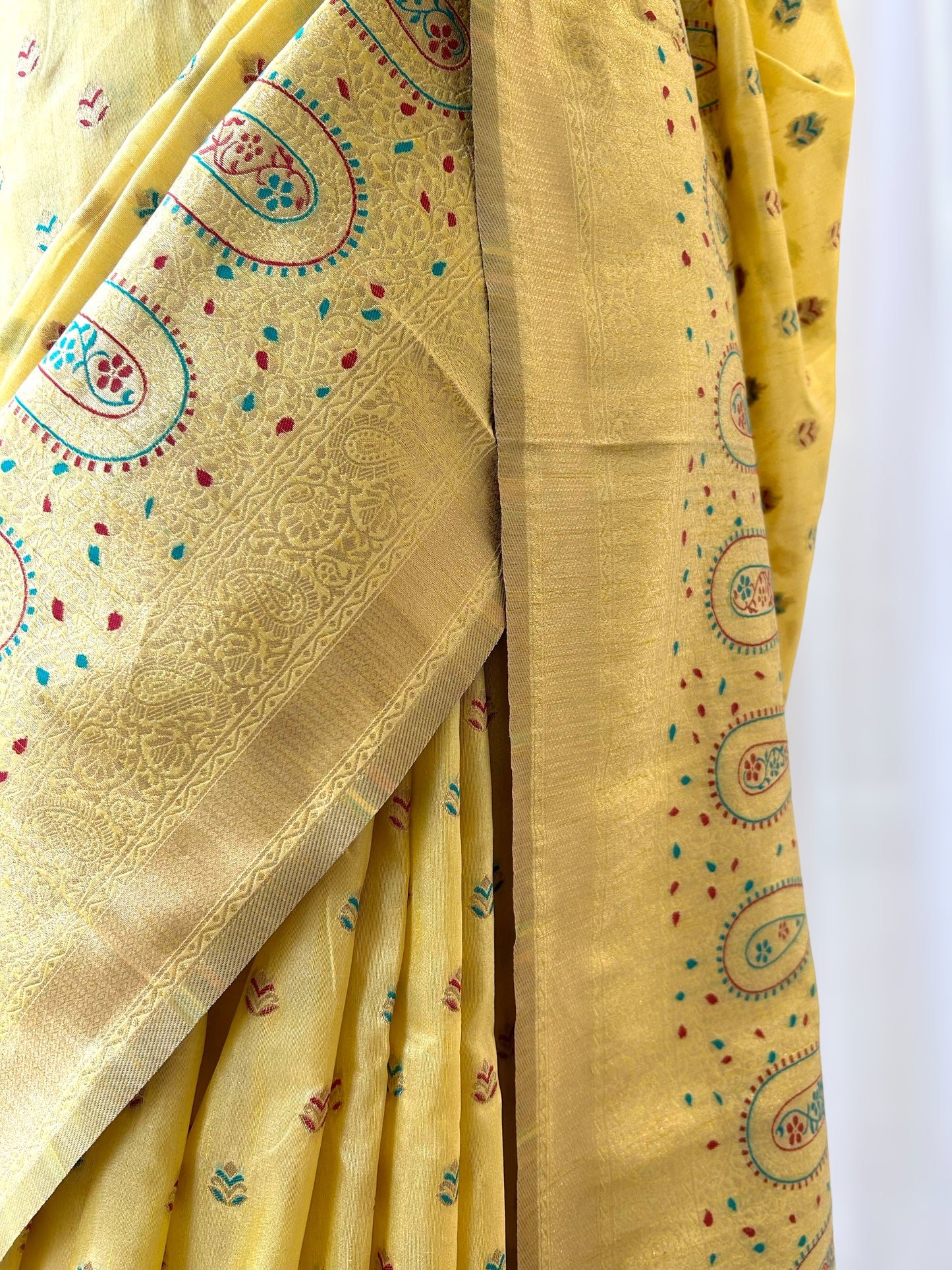 Yellow silk saree