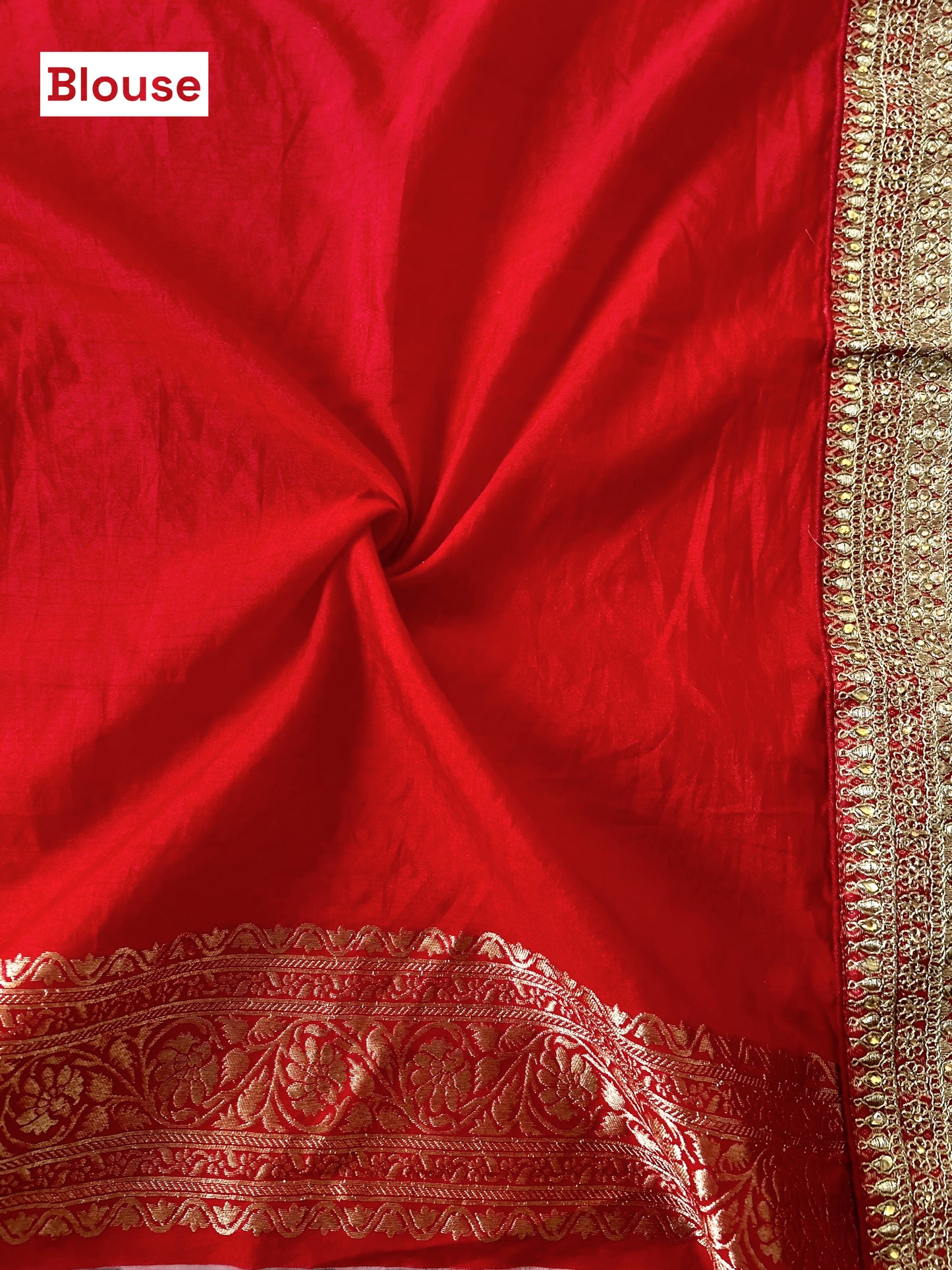 Red cotton silk buti saree