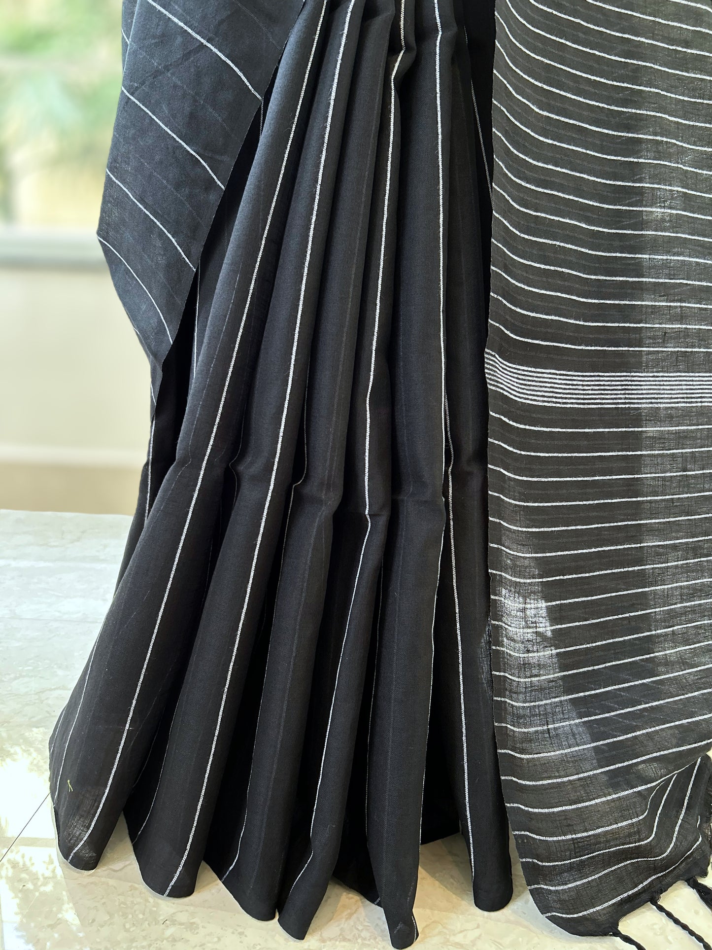 Black handloom cotton saree